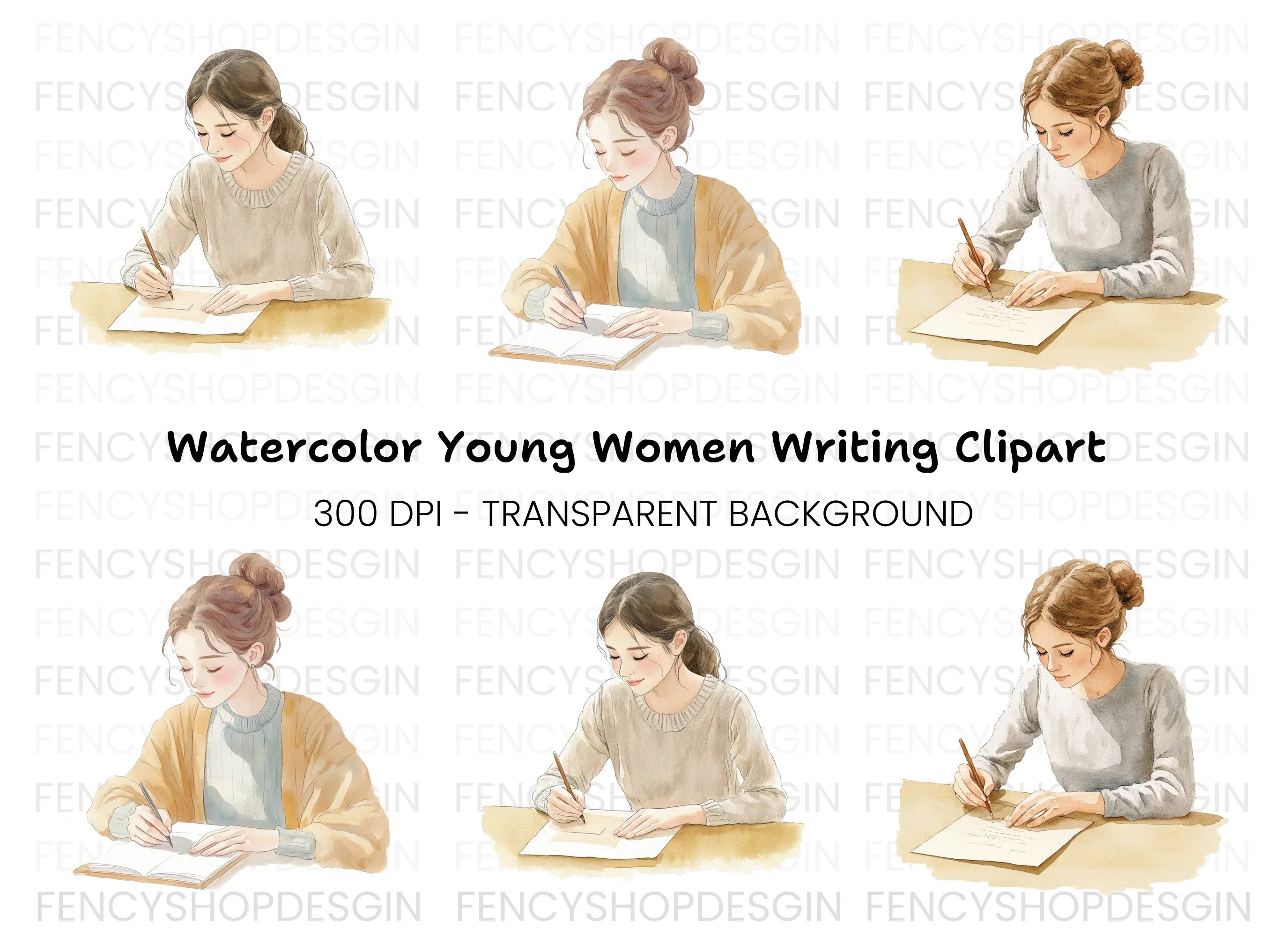 Girls Writing Clipart Bundle