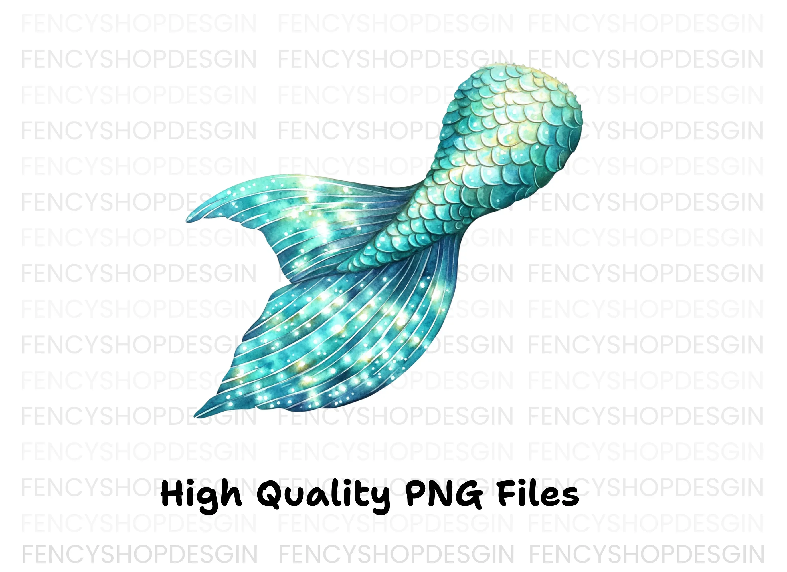 Glittering Blue Mermaid Tail Clipart Bundle - Image 4