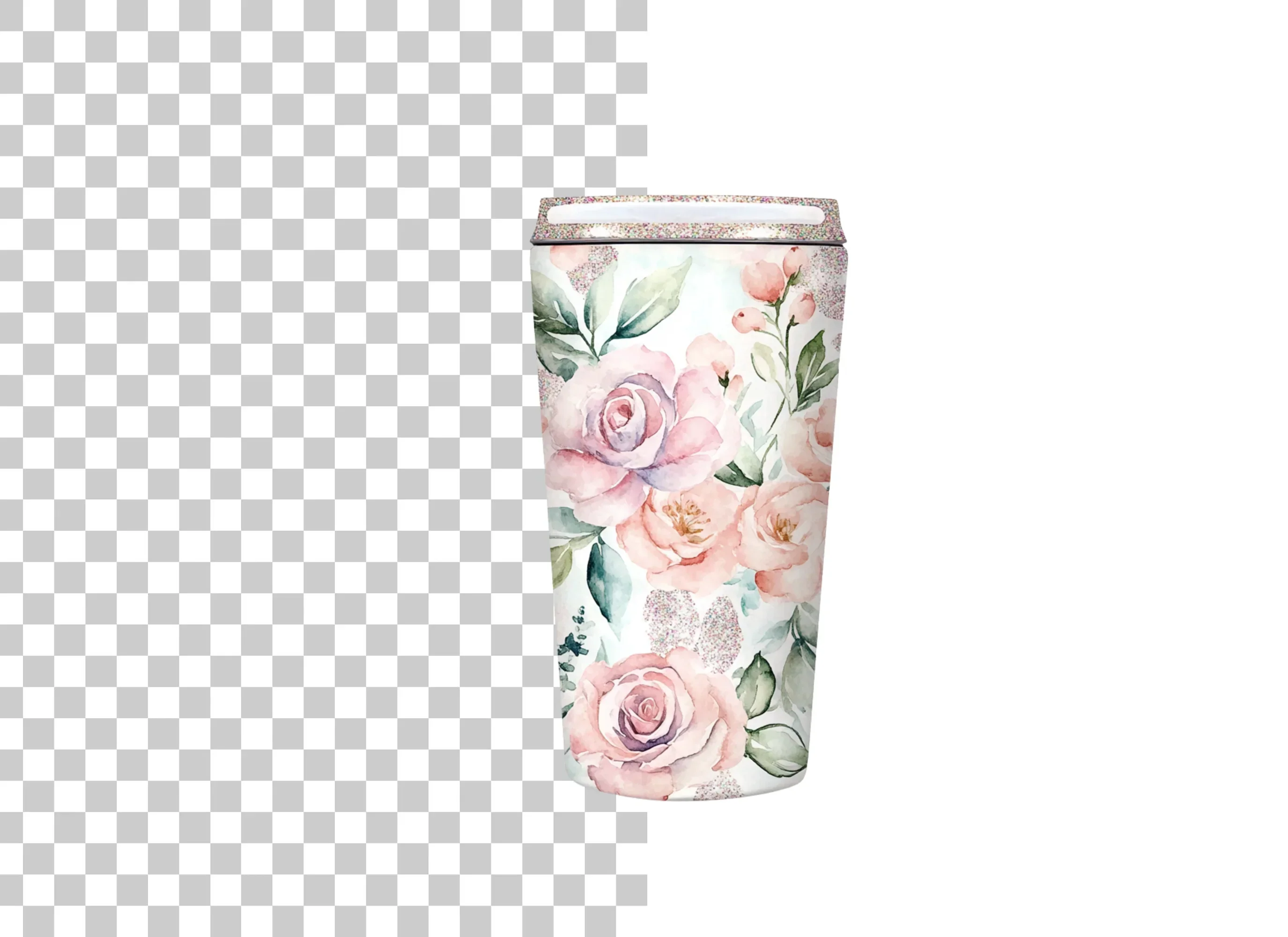 Glittery Pink Floral Tumbler Designs Clipart Bundle - Image 2