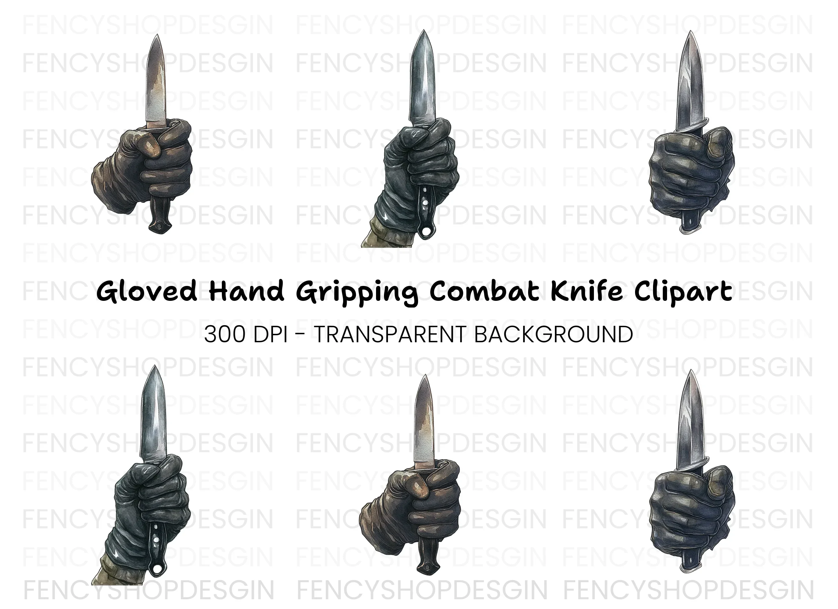 Gloved Hands Holding Daggers Clipart Bundle