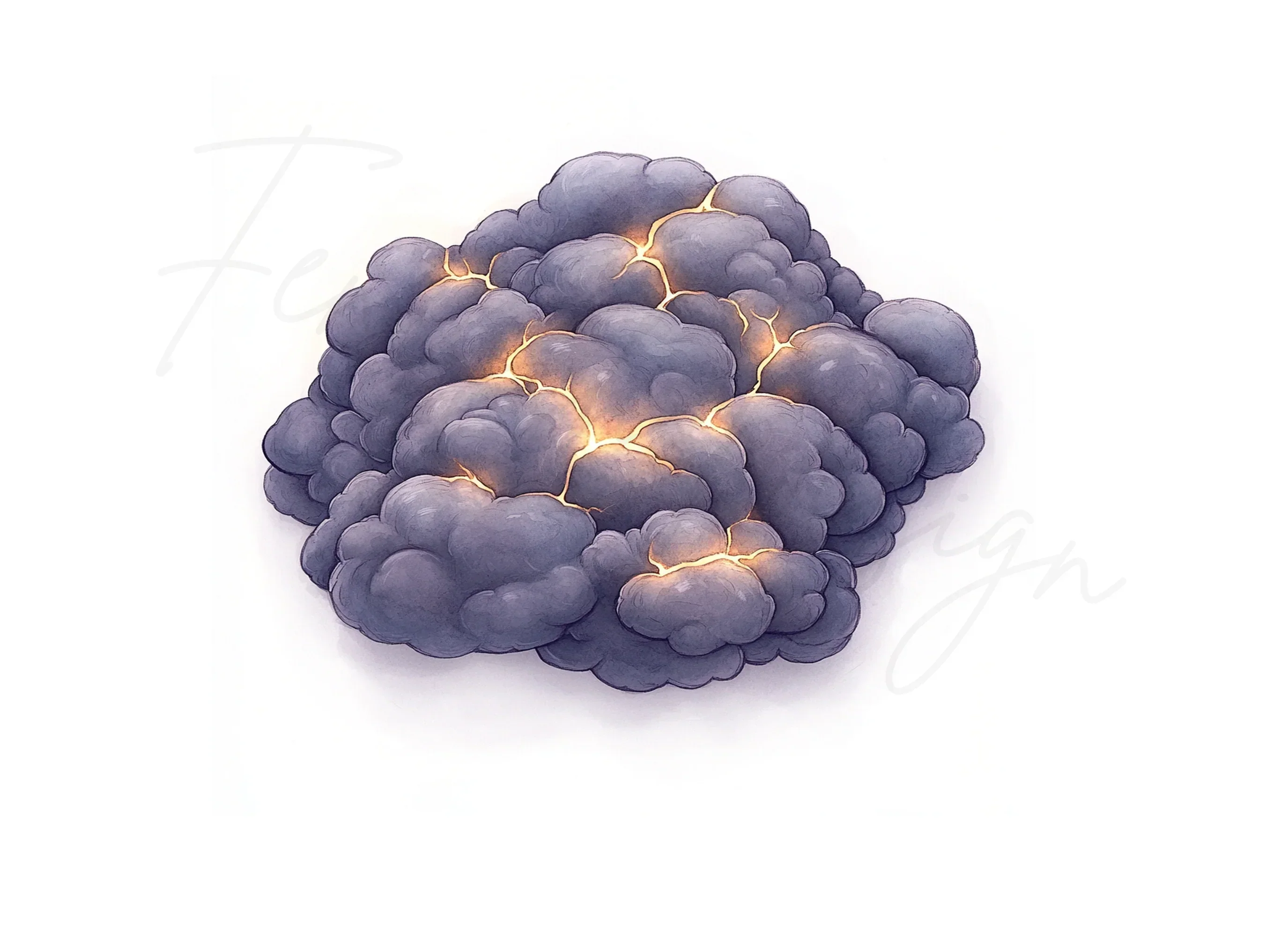 Glowing Cracks in Dark Cloud Formations Clipart Bundle - Image 3