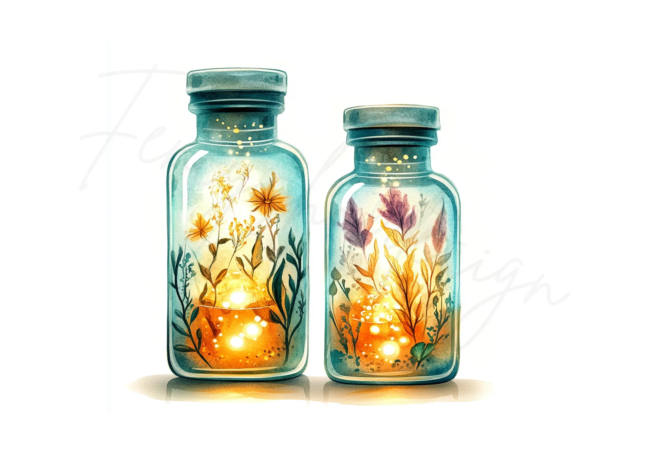 Glowing Magic Potion Bottles Clipart Bundle - Image 3
