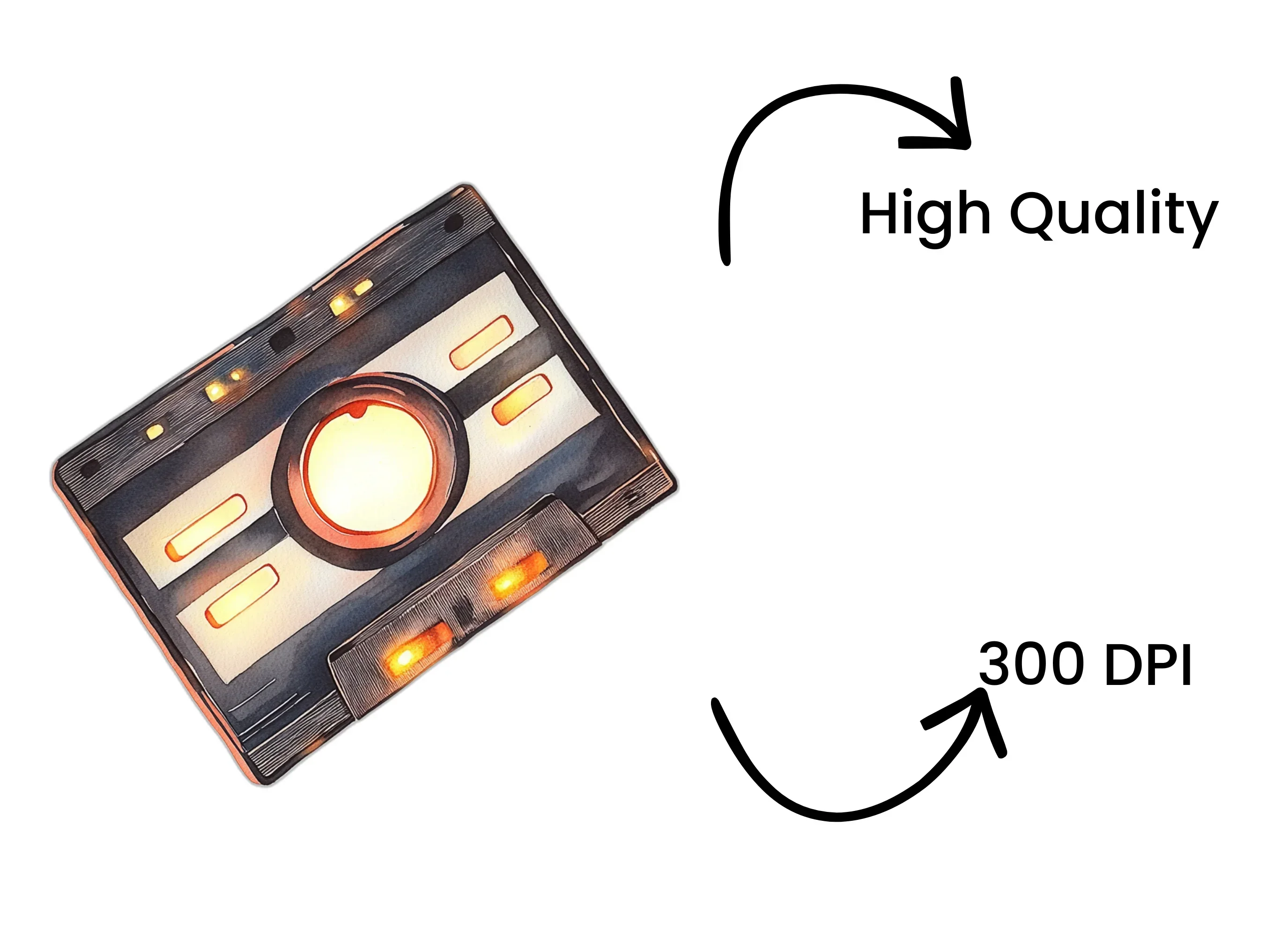 Glowing Retro Cassette Tape Clipart Bundle - Image 4