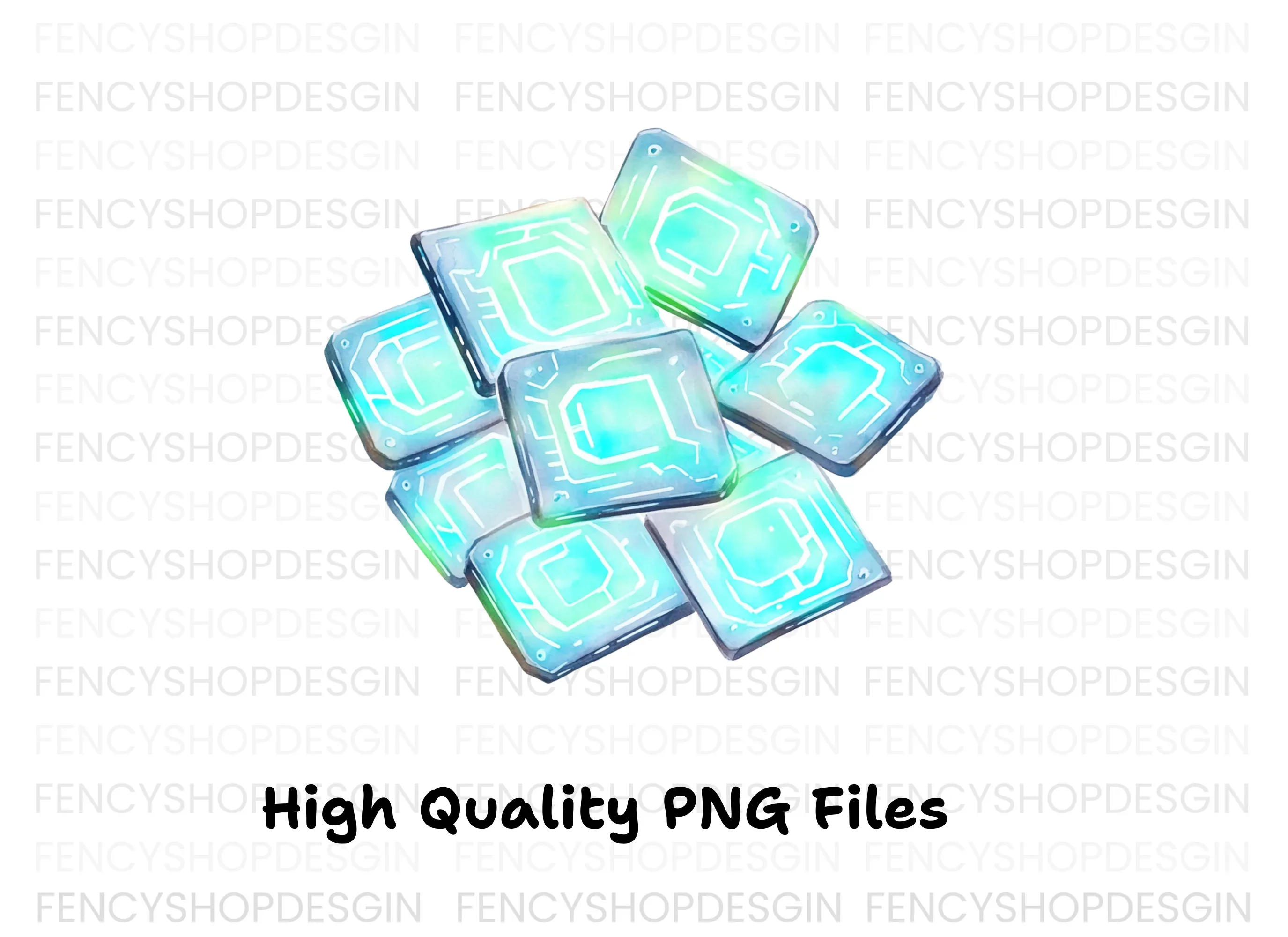 Glowing Tech Chips Clipart Bundle - Image 3