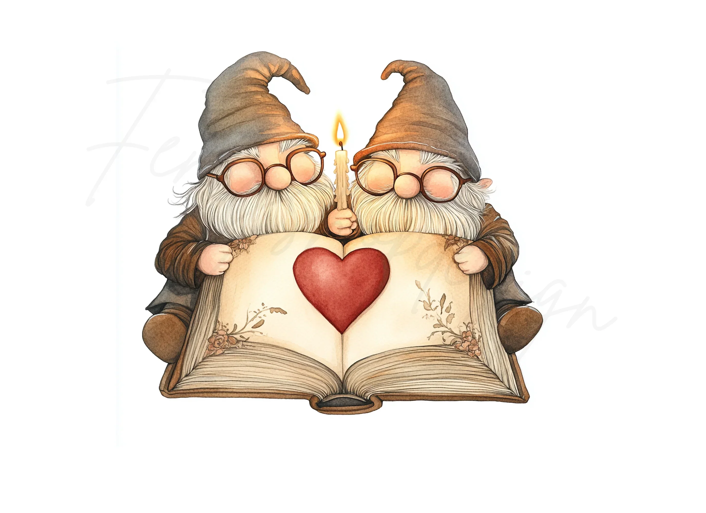 Gnome Couple Love Story Clipart Bundle - Image 3