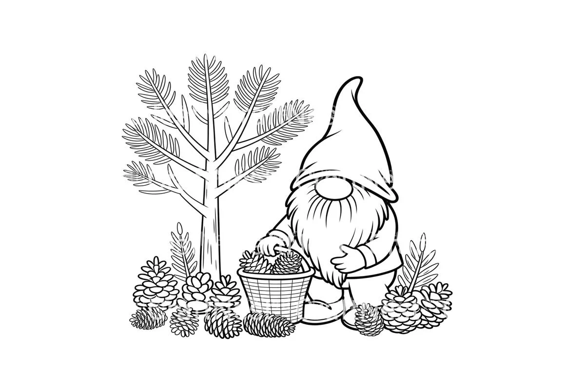 Gnome Pinecone Gathering Coloring Books - Image 4