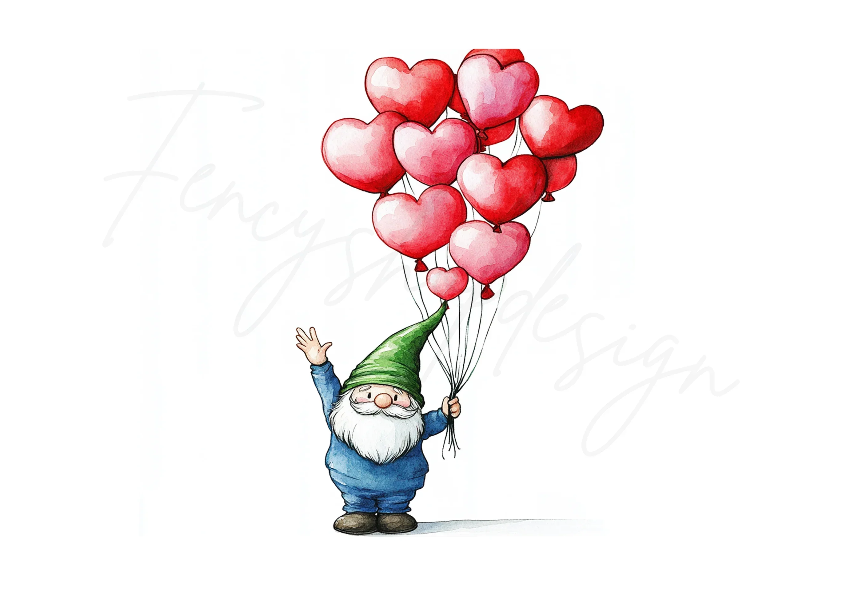 Gnome with Heart Balloons Clipart Bundle - Image 2