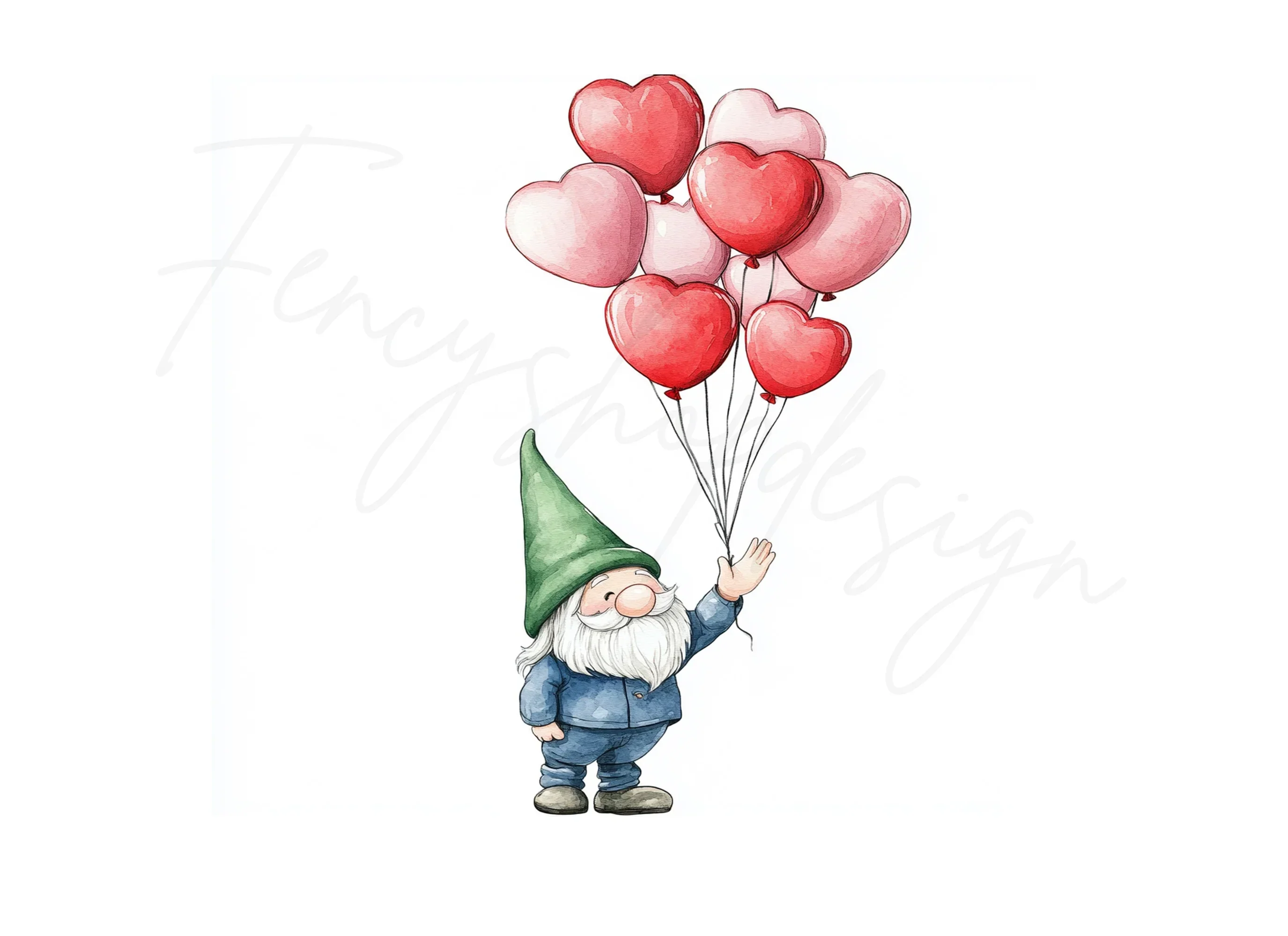 Gnome with Heart Balloons Clipart Bundle - Image 3