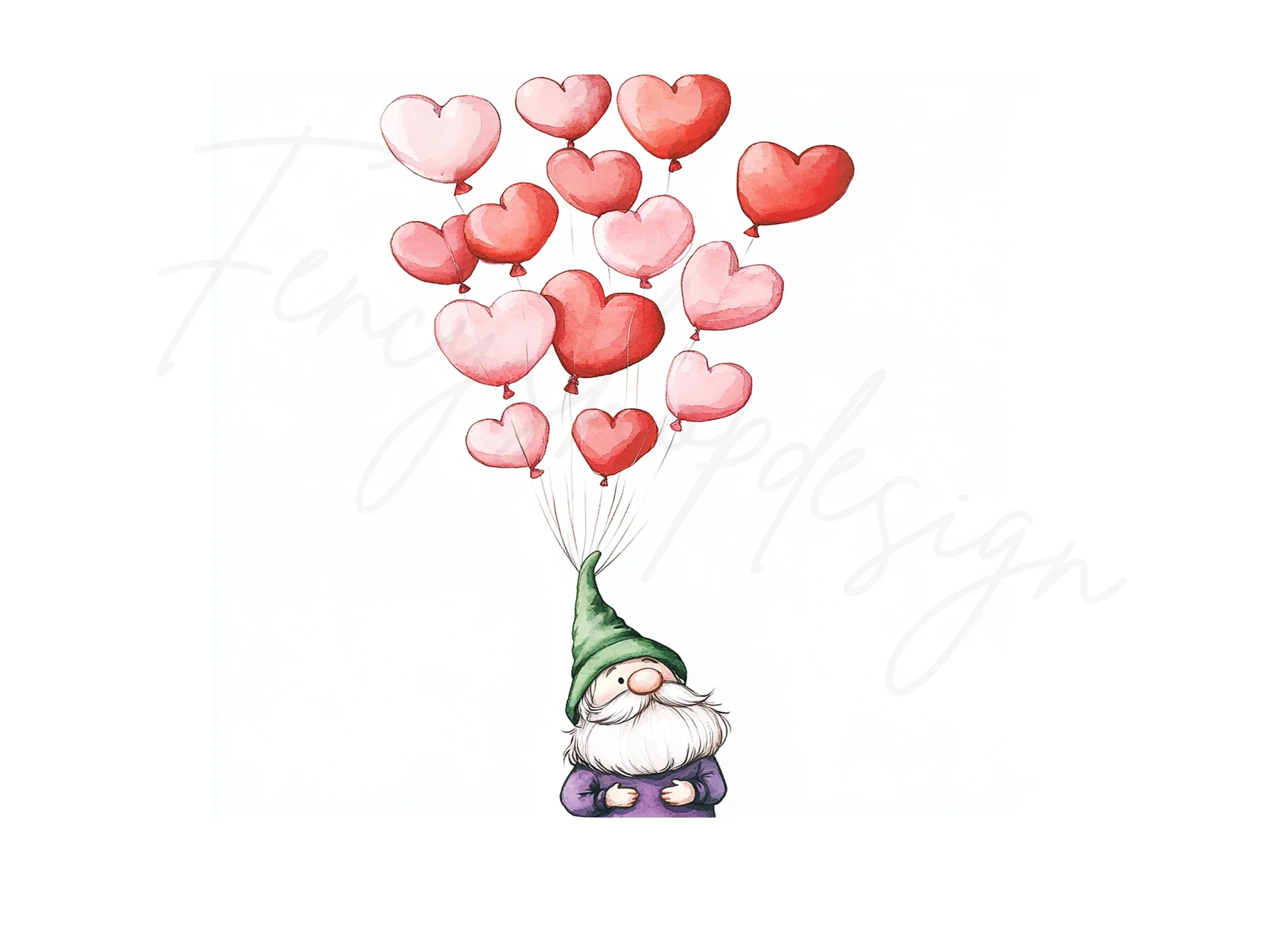 Gnome with Heart Balloons Clipart Bundle - Image 2