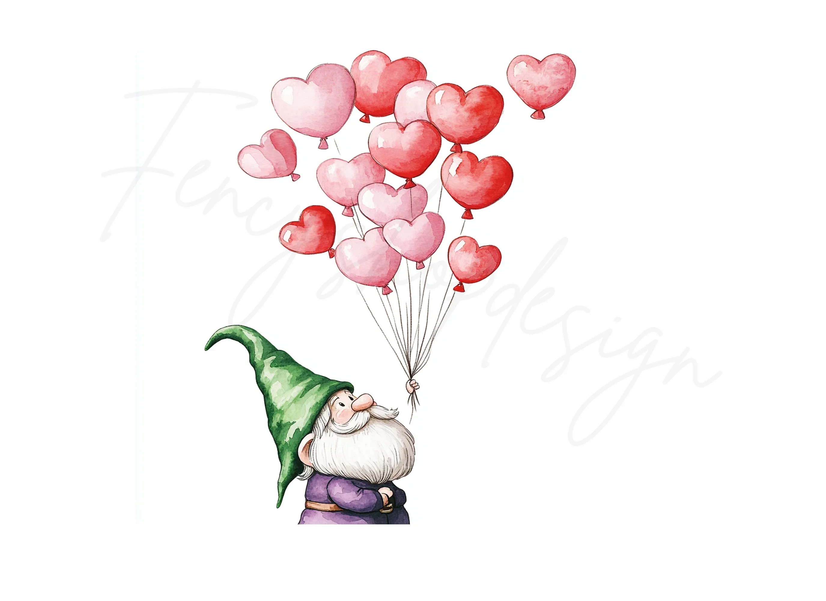 Gnome with Heart Balloons Clipart Bundle - Image 3