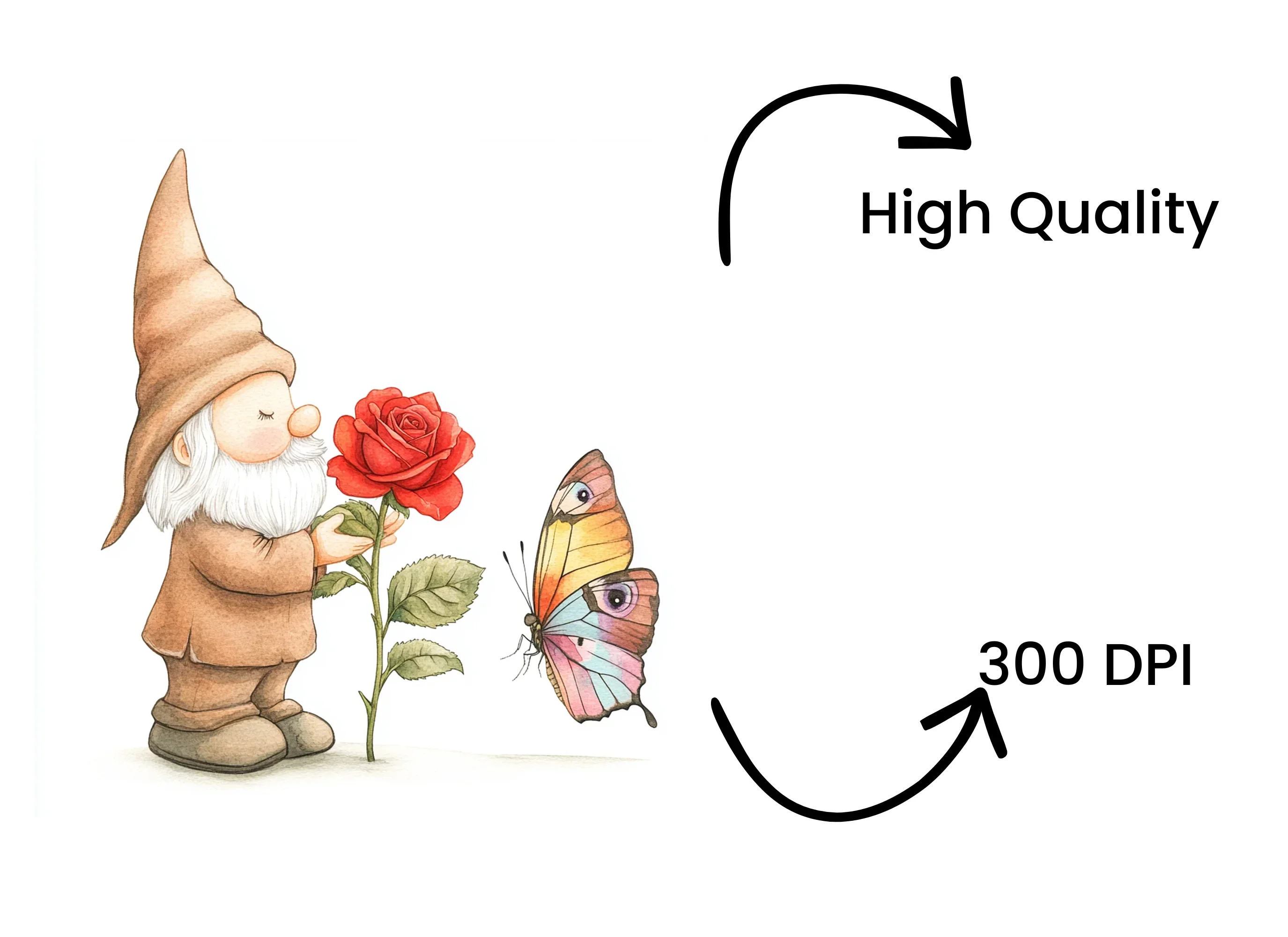 Gnome with Rose and Butterfly Clipart Bundle - Image 4
