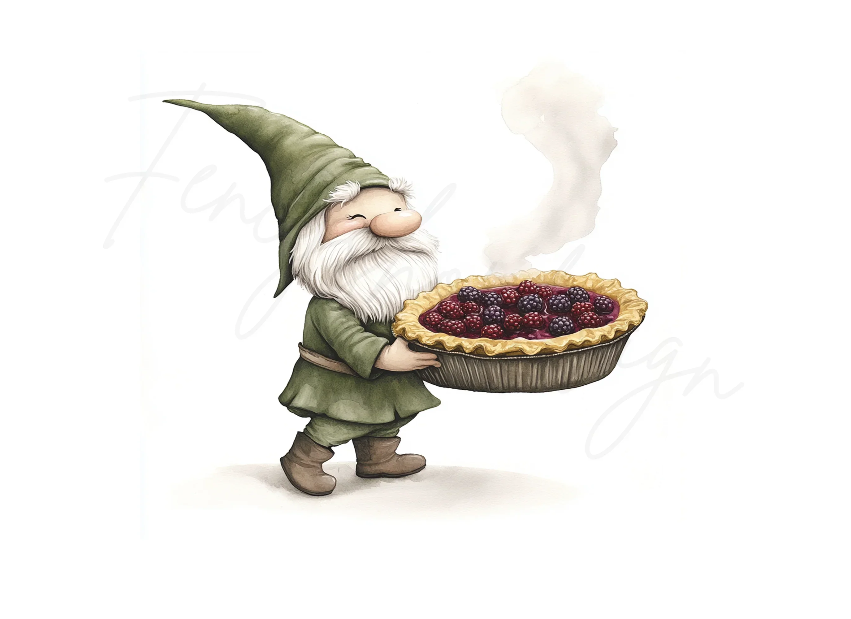 Gnomes Baking Berry Pie Clipart Bundle - Image 2