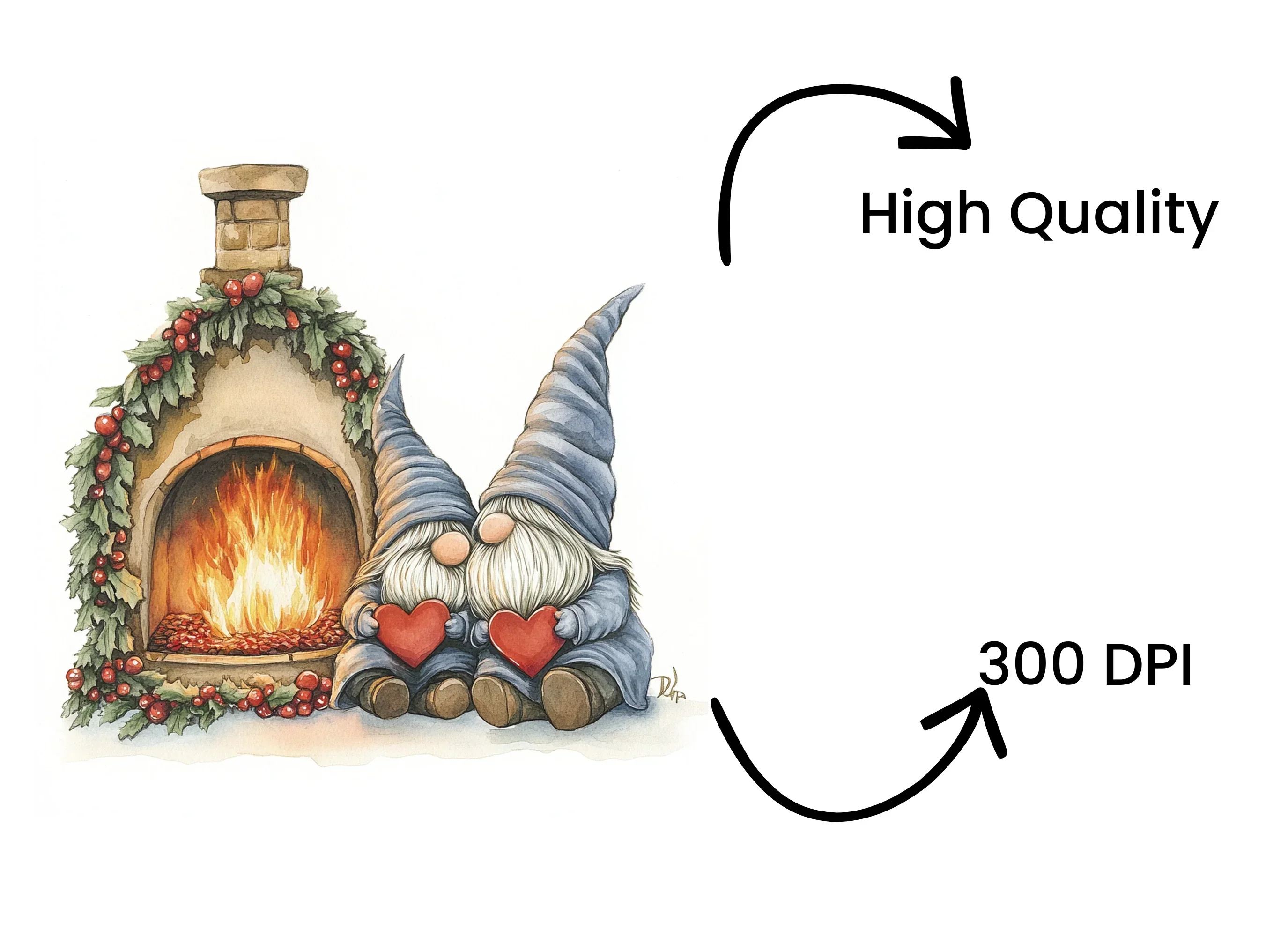 Gnomes by Fireplace Clipart Bundle - Image 4