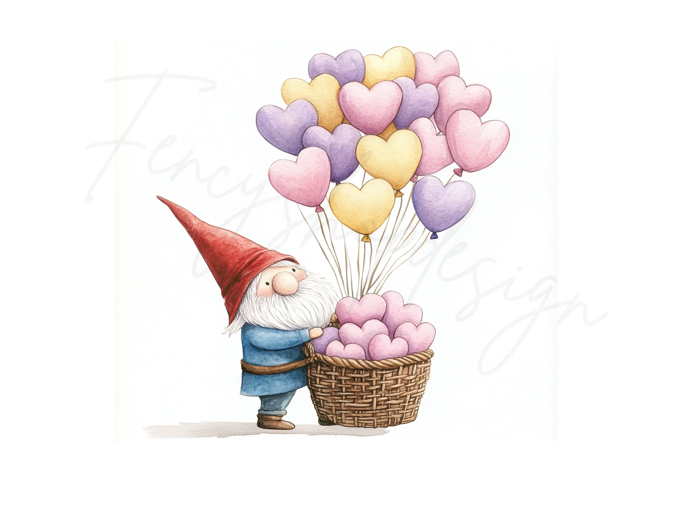Gnomes with Heart Balloons Clipart Bundle - Image 2
