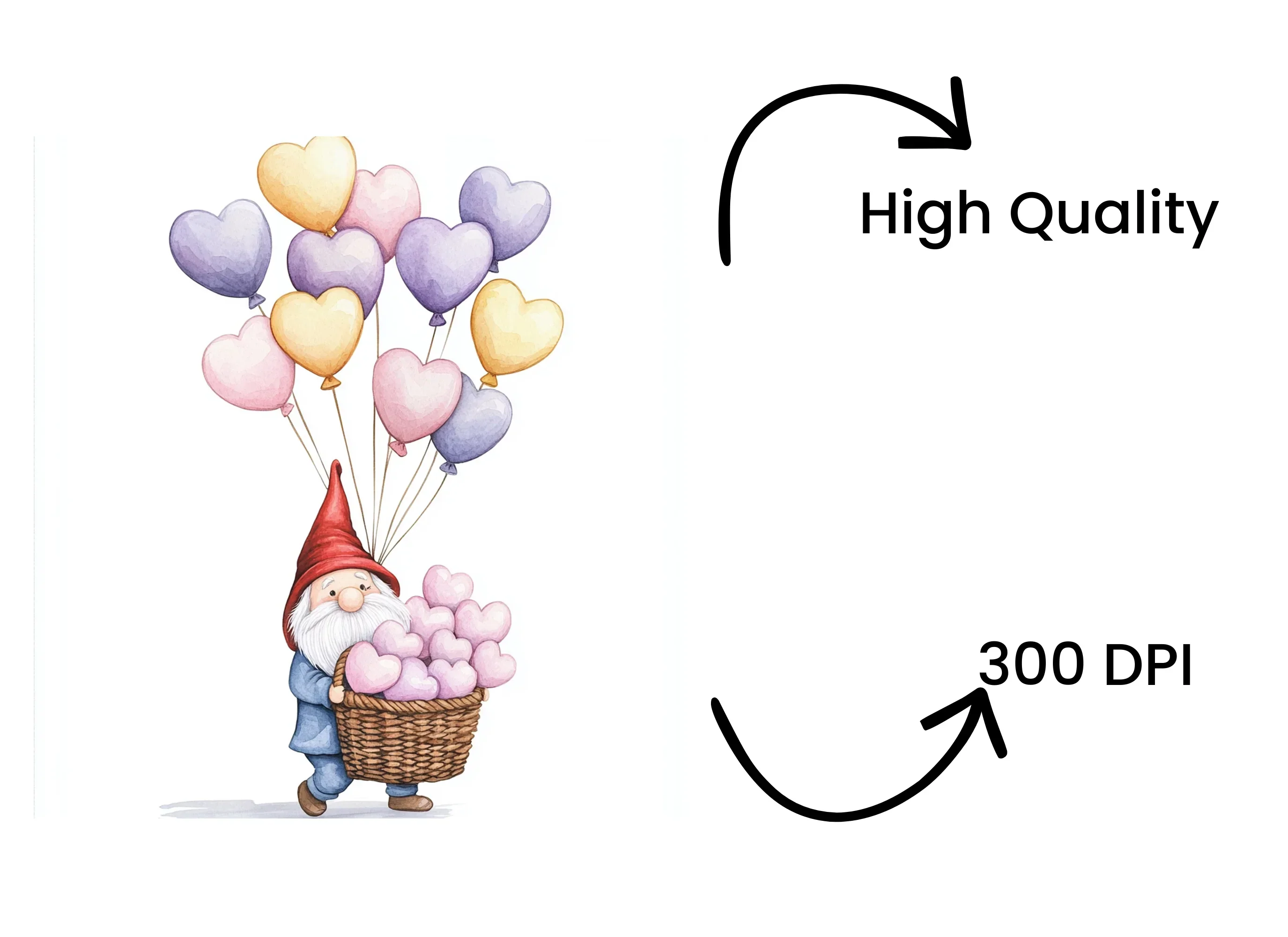Gnomes with Heart Balloons Clipart Bundle - Image 4