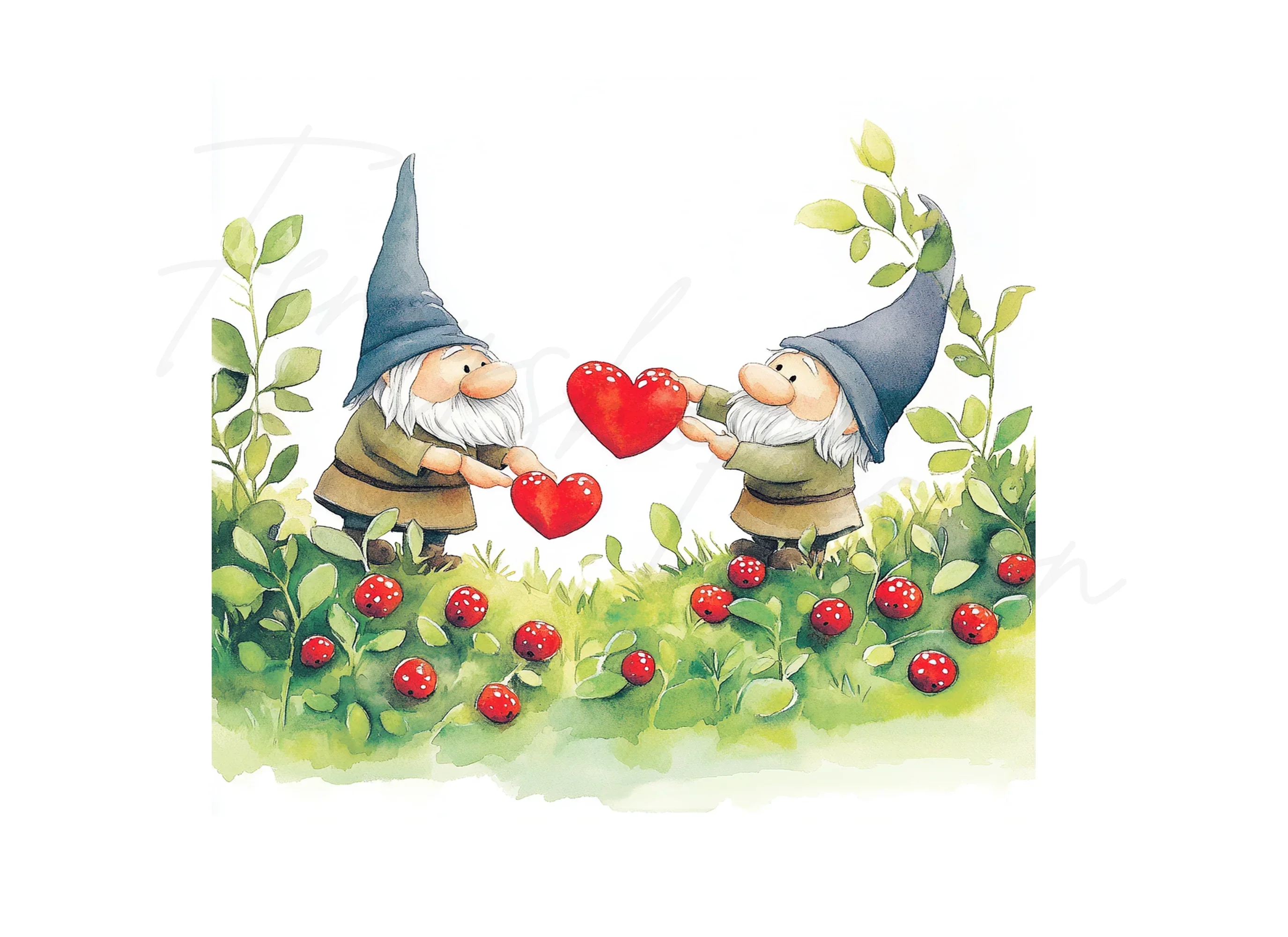 Gnomes with Red Berries Clipart Bundle - Image 2