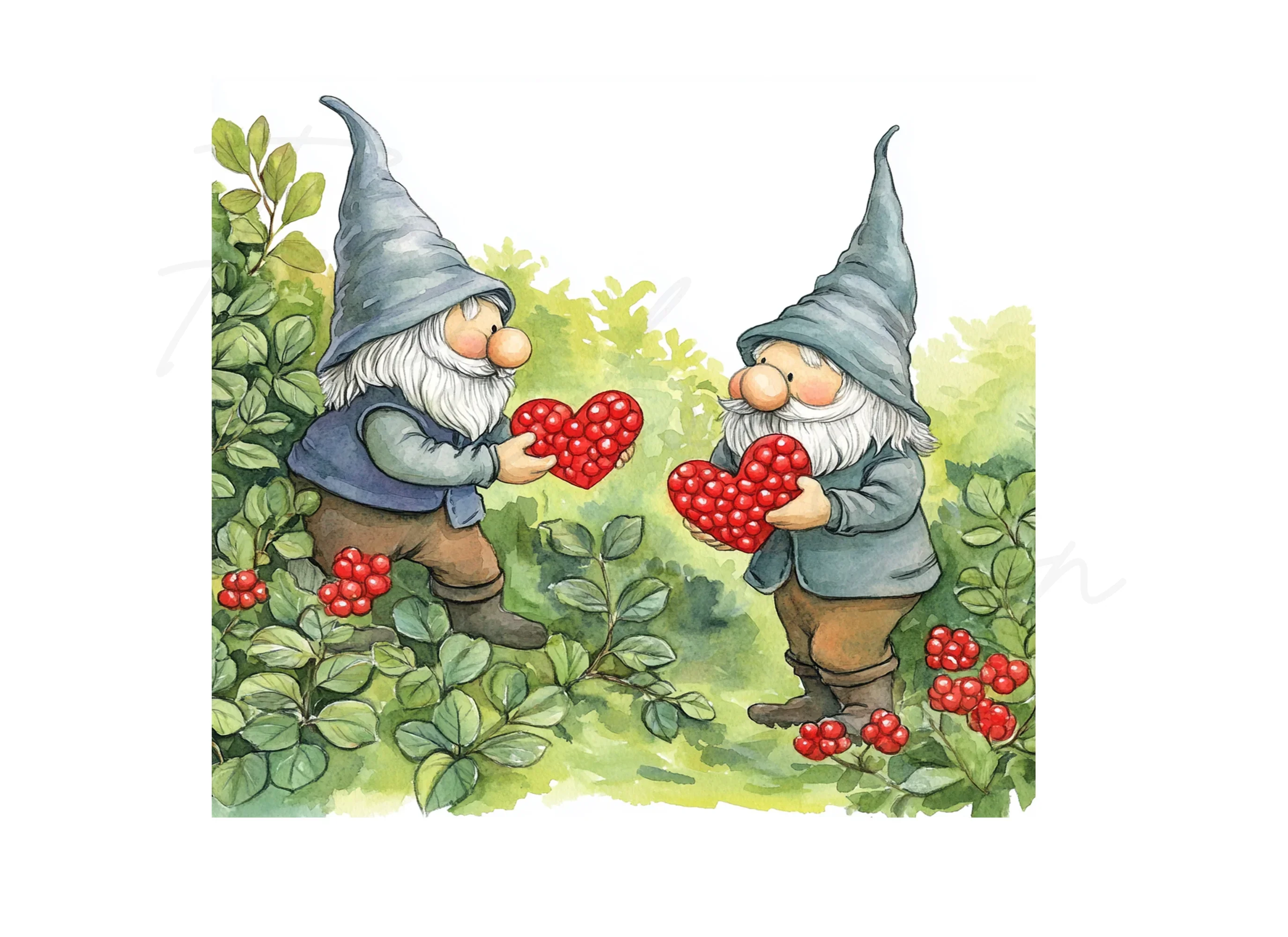 Gnomes with Red Berries Clipart Bundle - Image 3