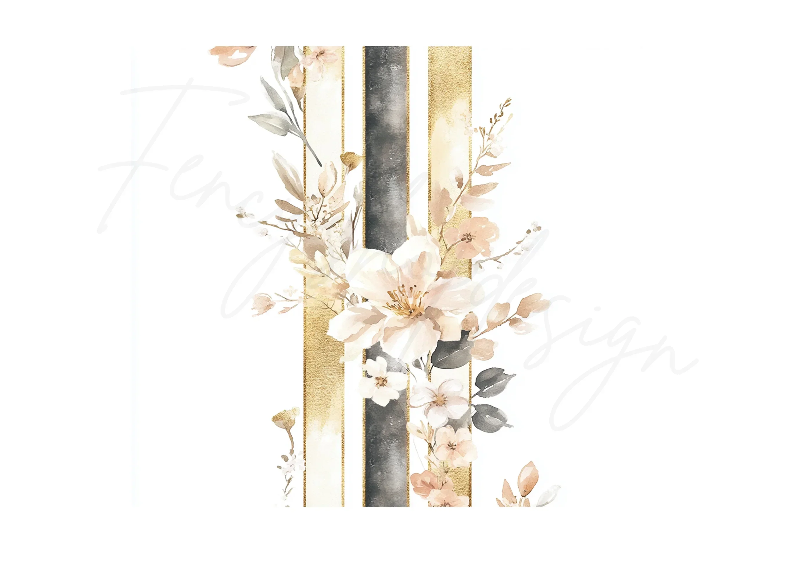 Gold Black Floral Clipart Bundle - Image 2