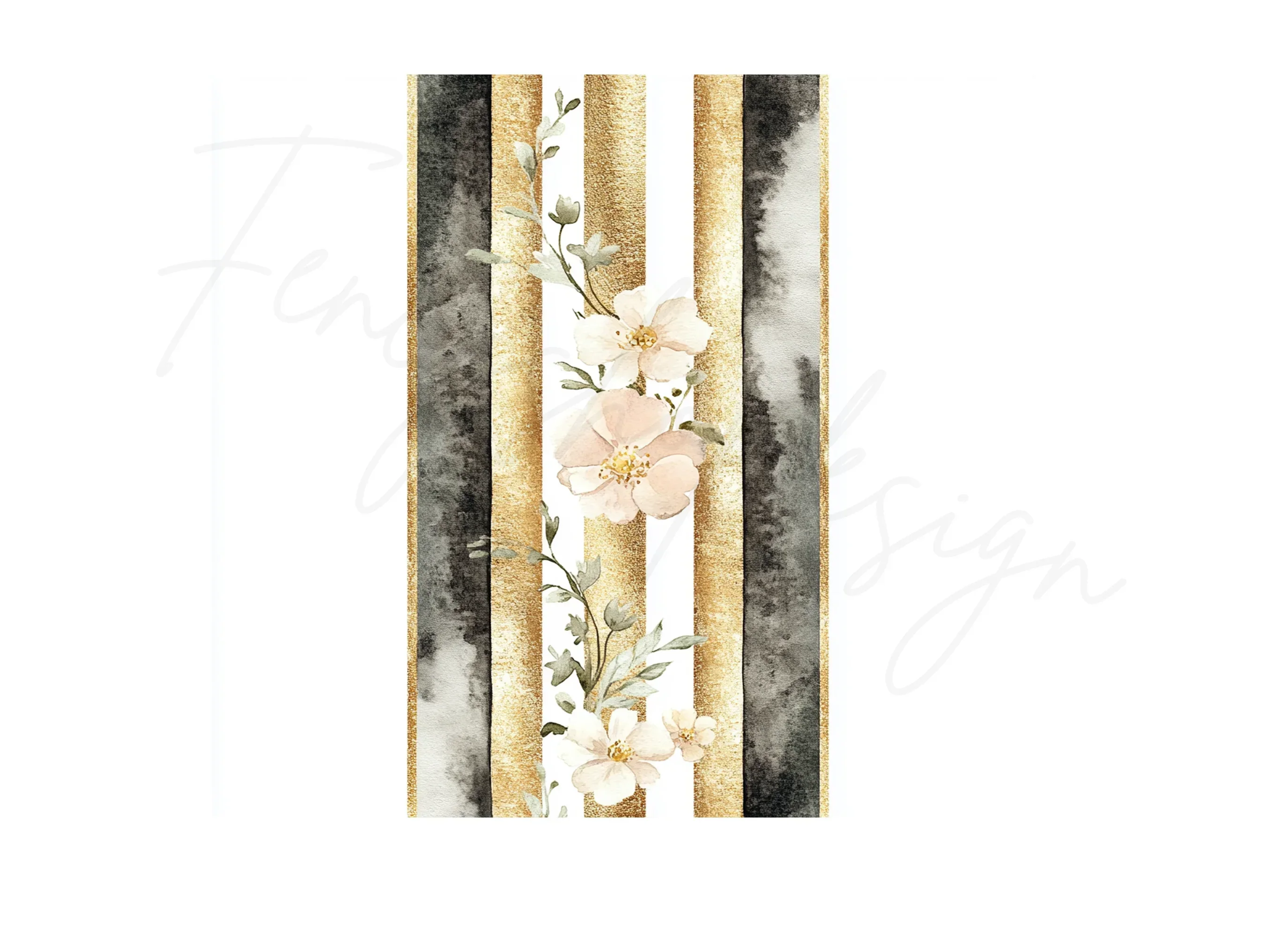 Gold Black Floral Clipart Bundle - Image 3