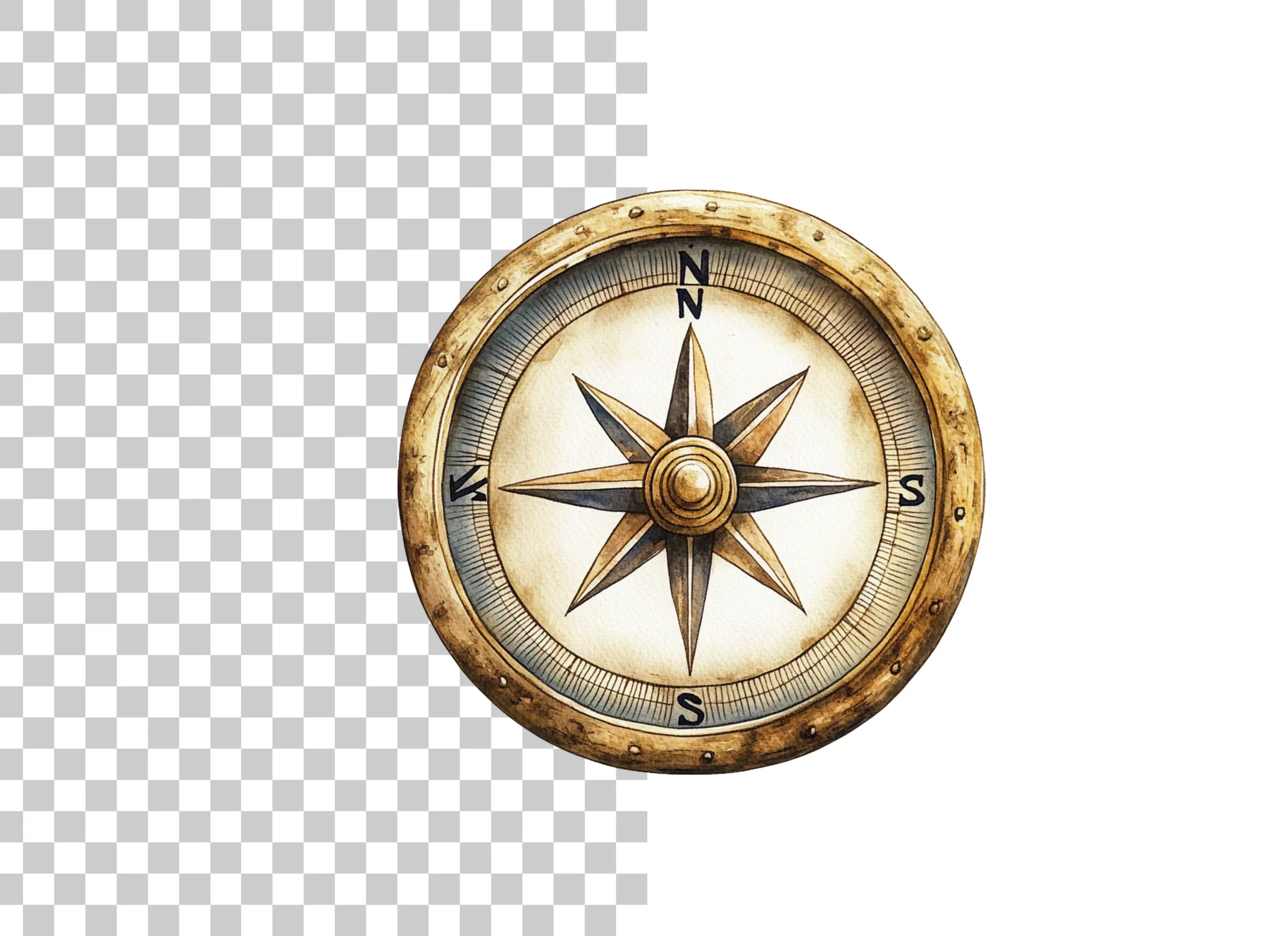 Gold Compass Clipart Bundle - Image 2