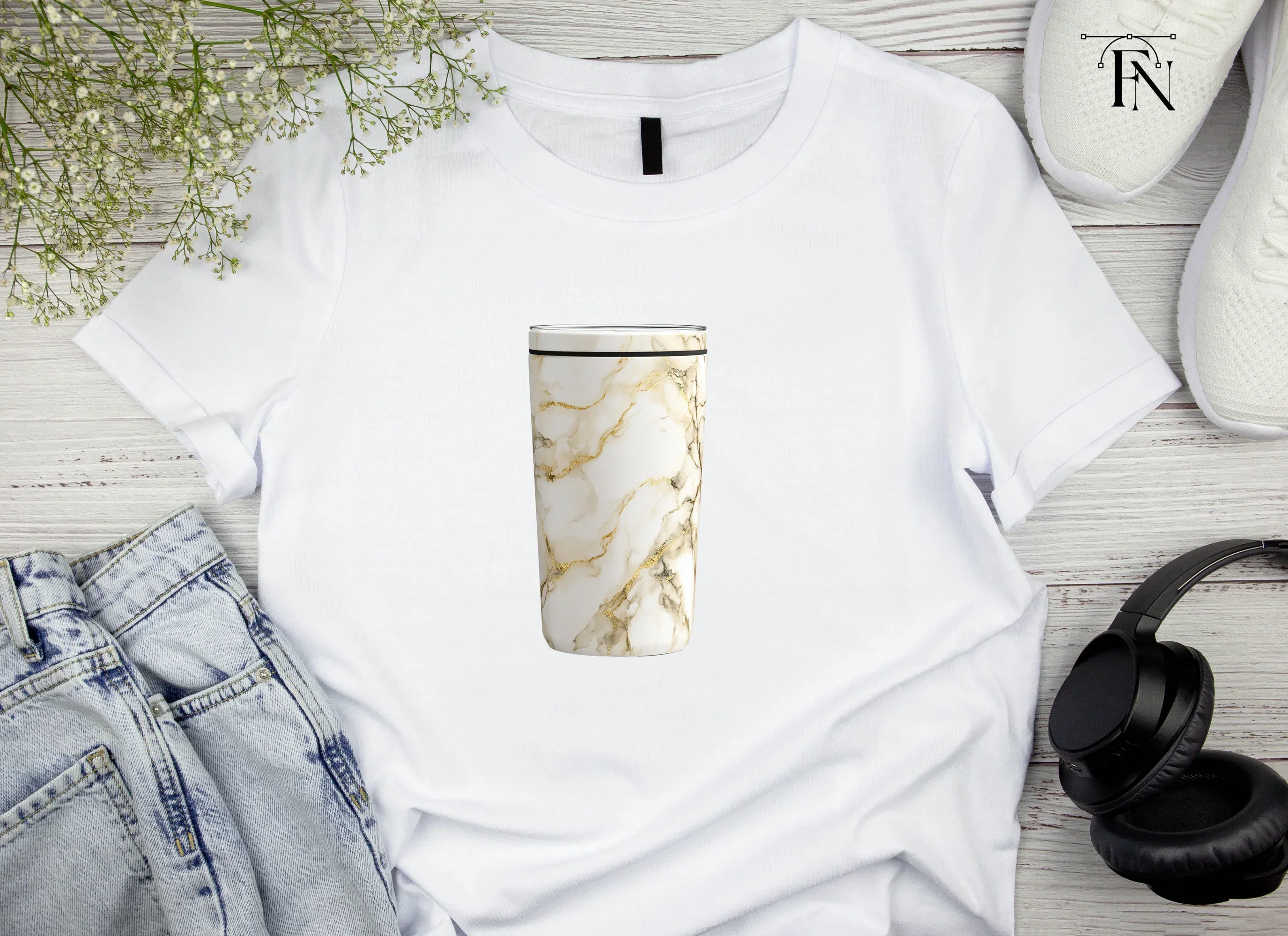 Gold Veined Marble Tumbler Clipart Bundle - Image 5