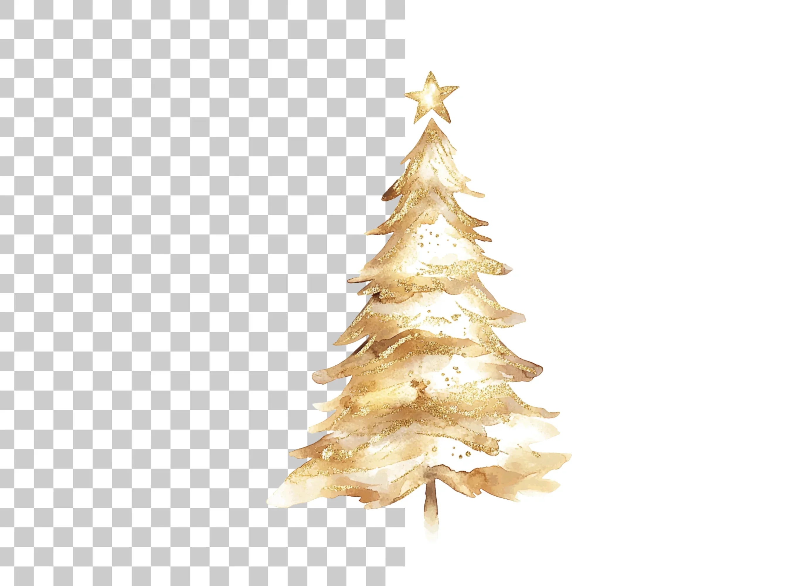Golden Christmas Tree Clipart Bundle - Image 6