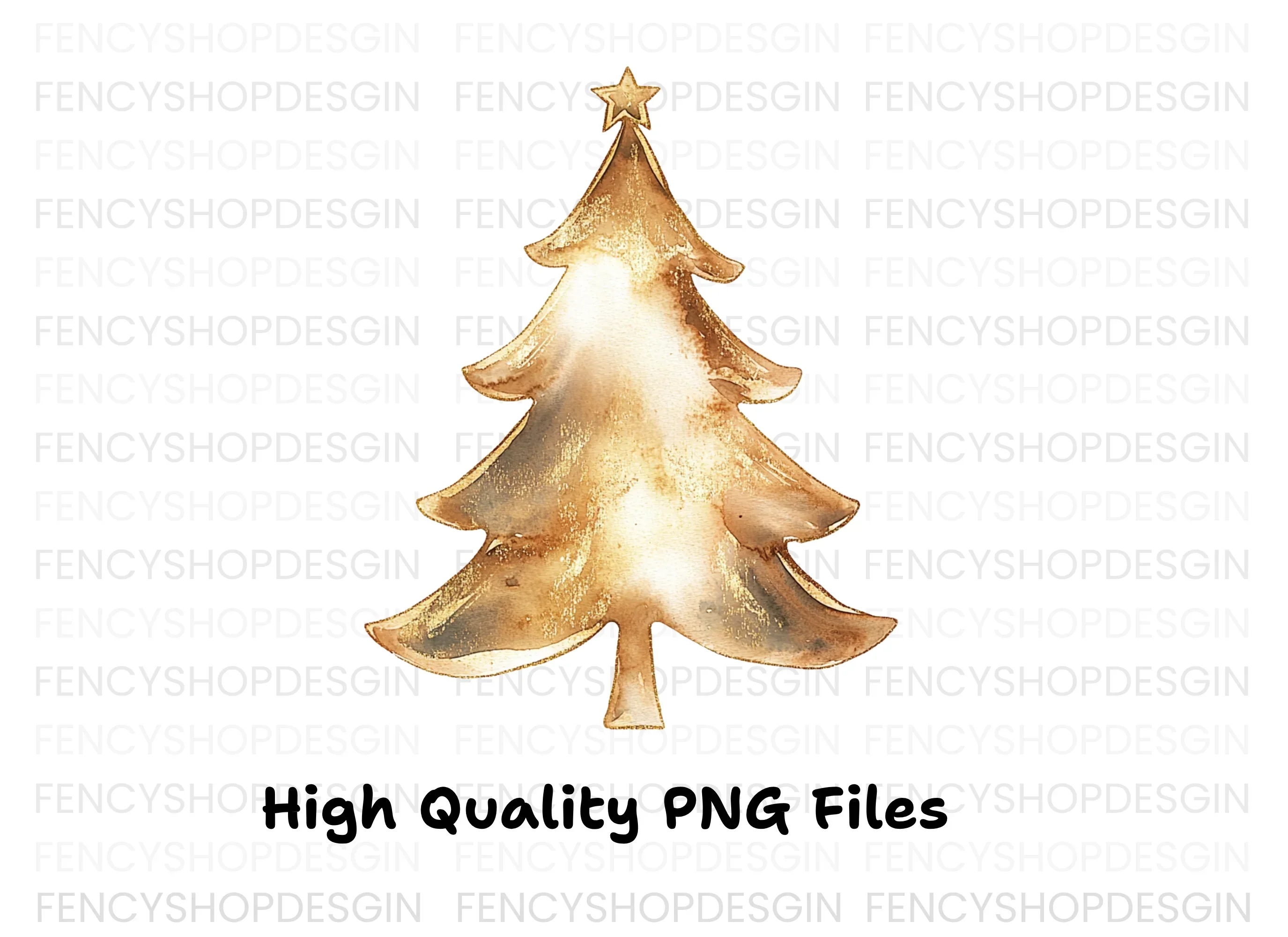Golden Christmas Trees Clipart Bundle - Image 3