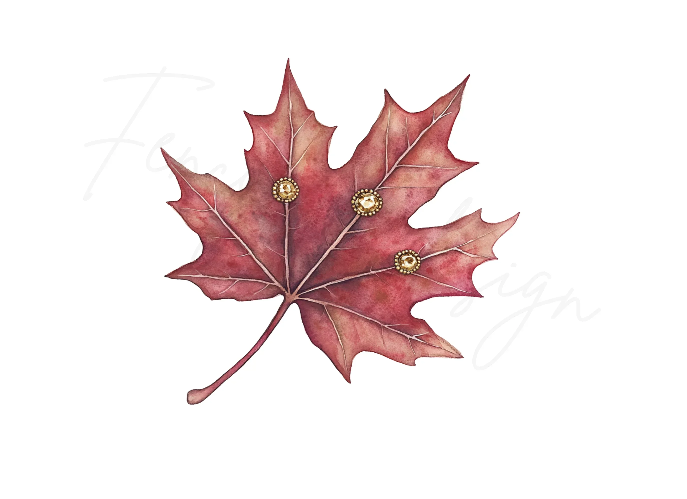 Golden Embellished Maple Leaves Clipart Bundle - Image 2