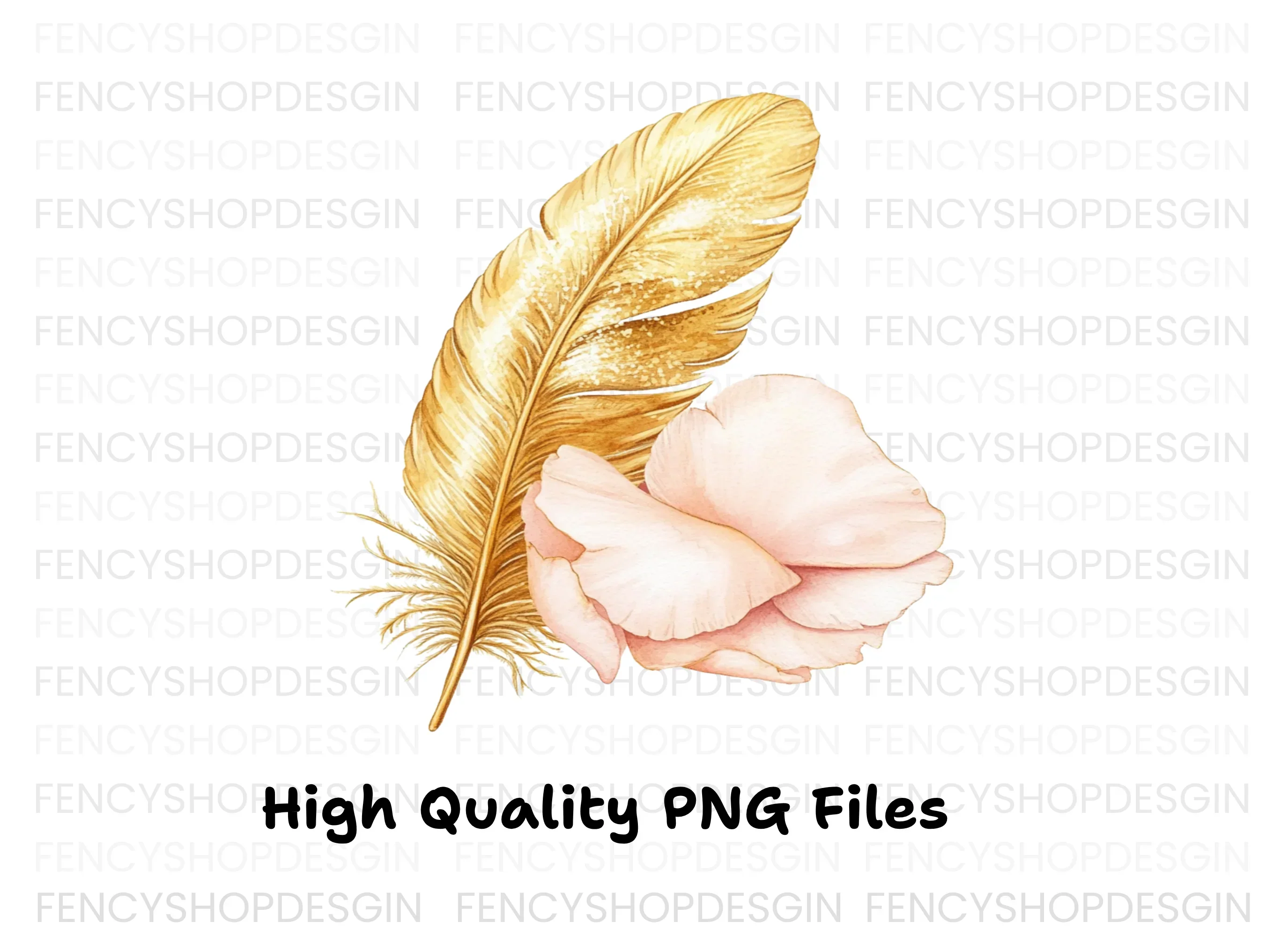 Golden Feather Rose Petal Clipart Bundle - Image 2