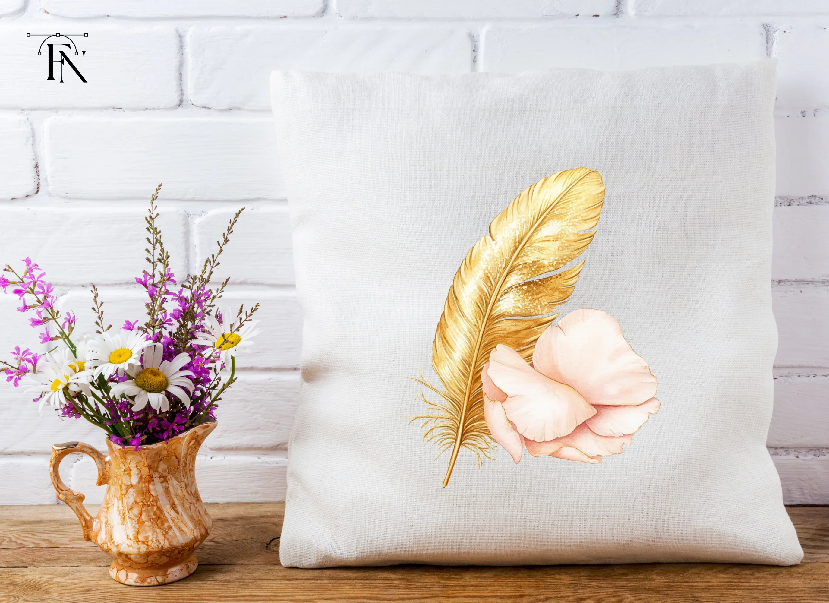 Golden Feather Rose Petal Clipart Bundle - Image 4