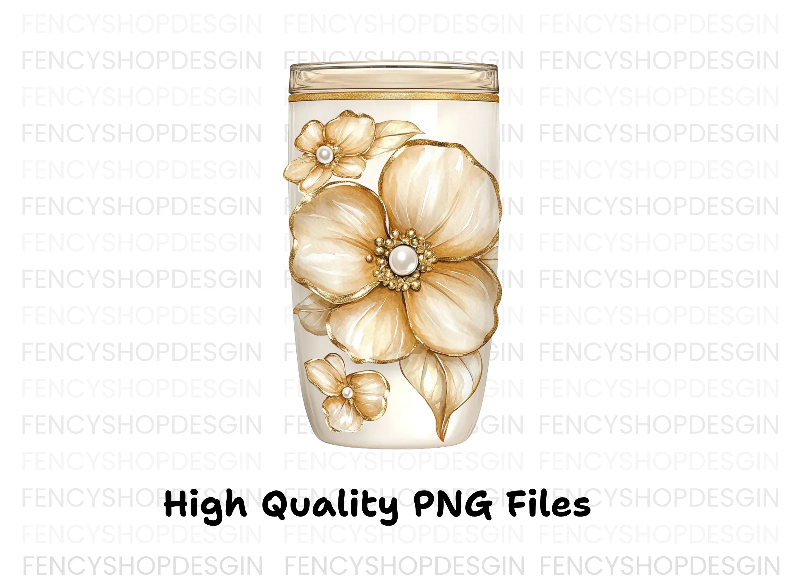 Golden Floral Tumbler Clipart Bundle - Image 2