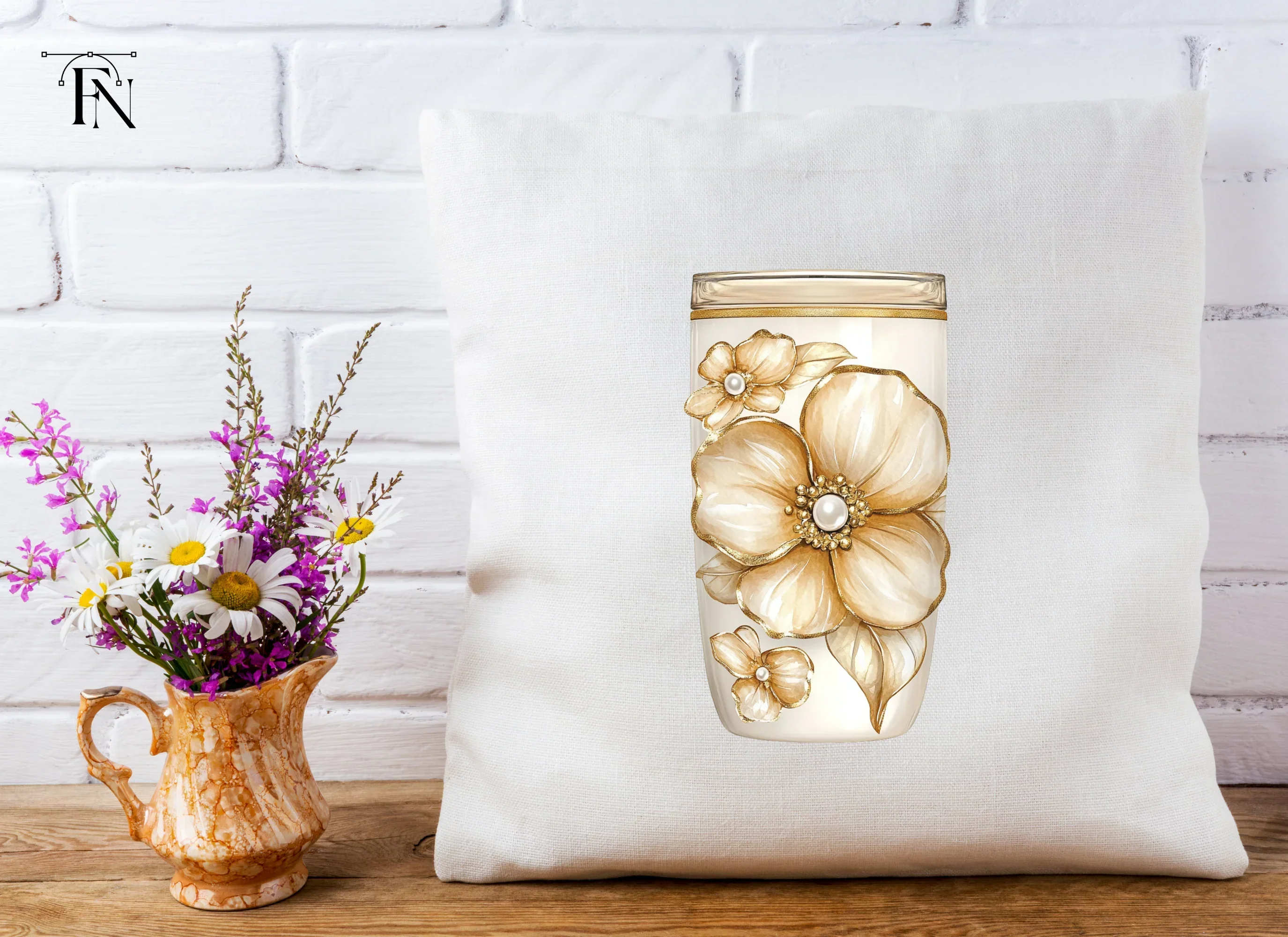 Golden Floral Tumbler Clipart Bundle - Image 4