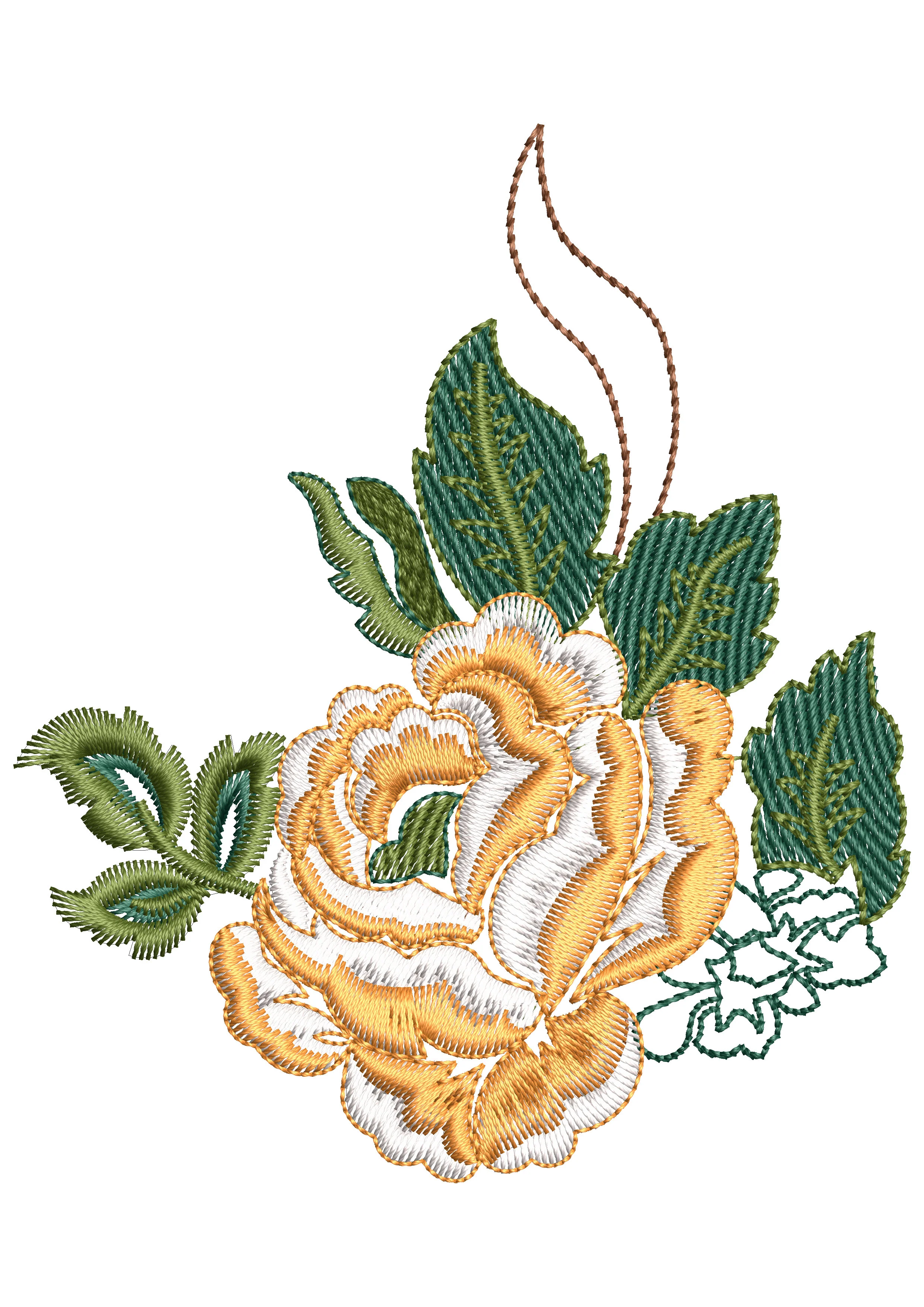 Golden Flower Embroidery Design