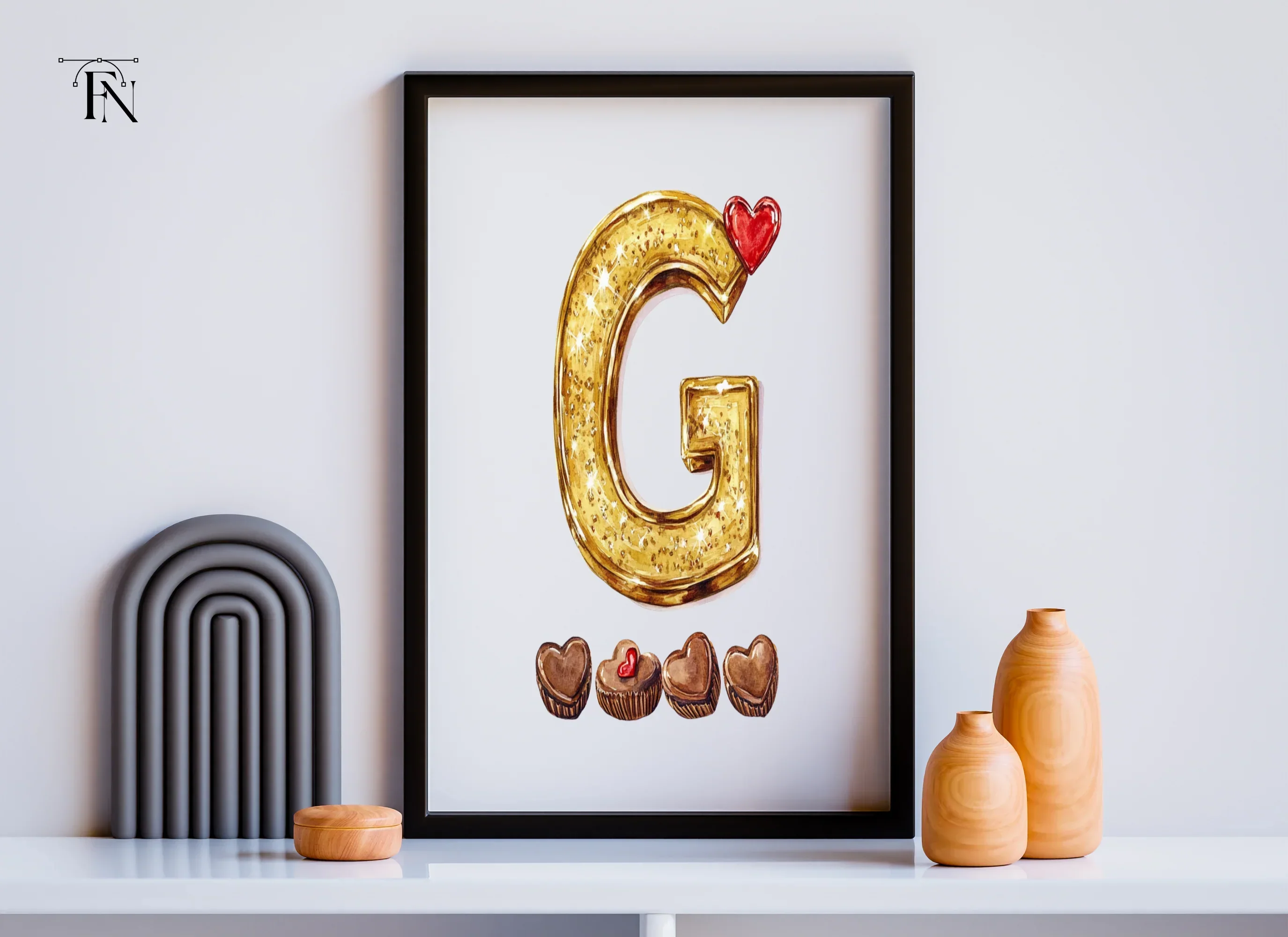 Golden Glitter Letter with Chocolates Clipart Bundle - Image 6