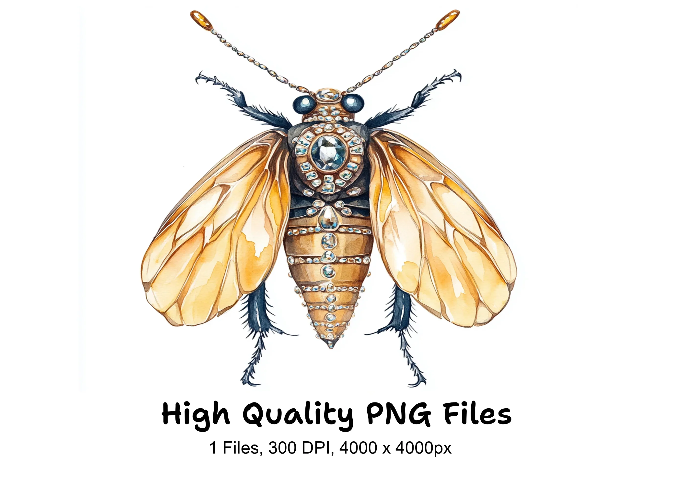 Golden Jeweled Wasp Clipart Bundle