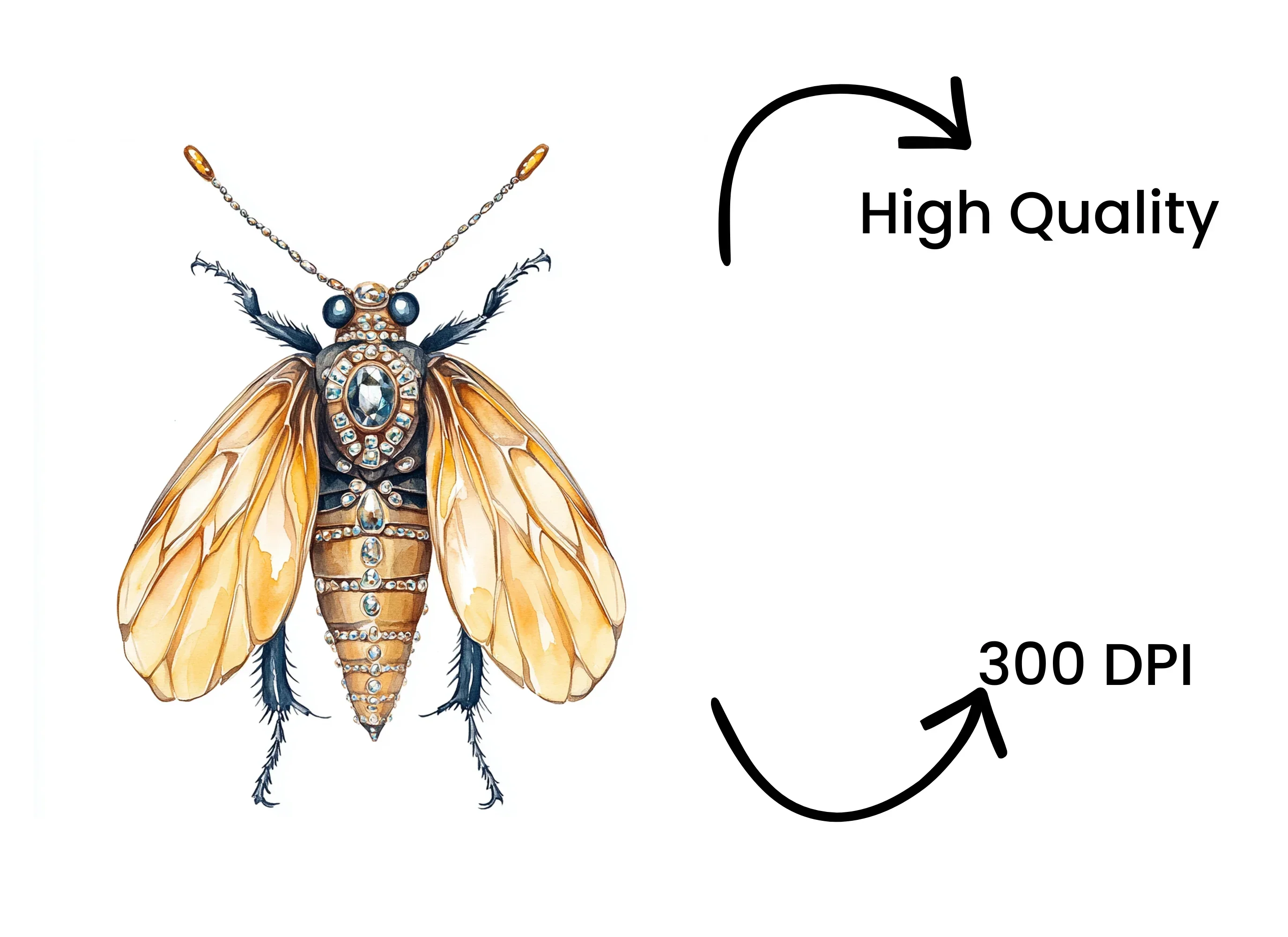 Golden Jeweled Wasp Clipart Bundle - Image 4