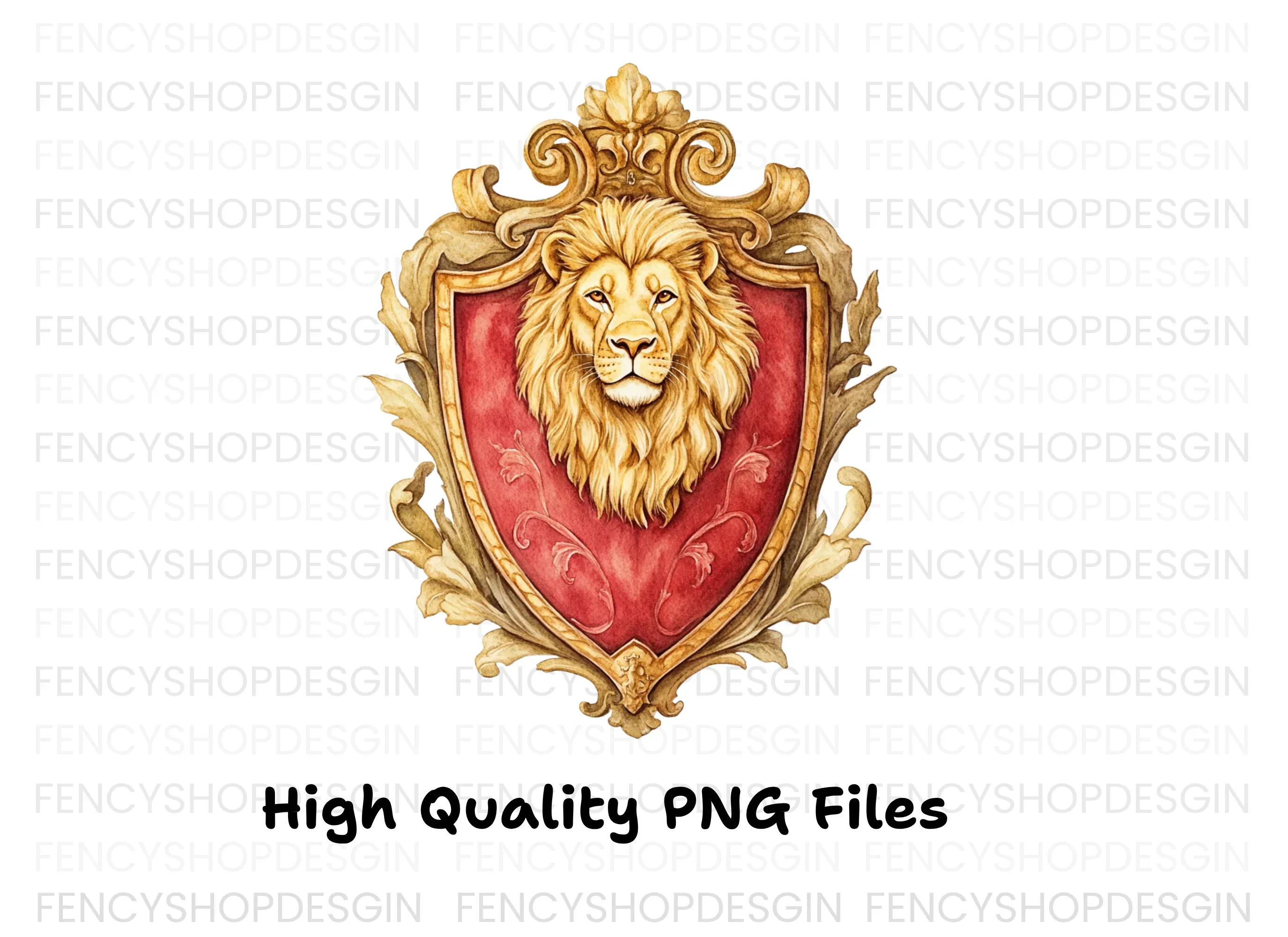 Golden Lion Crests Clipart Bundle - Image 3