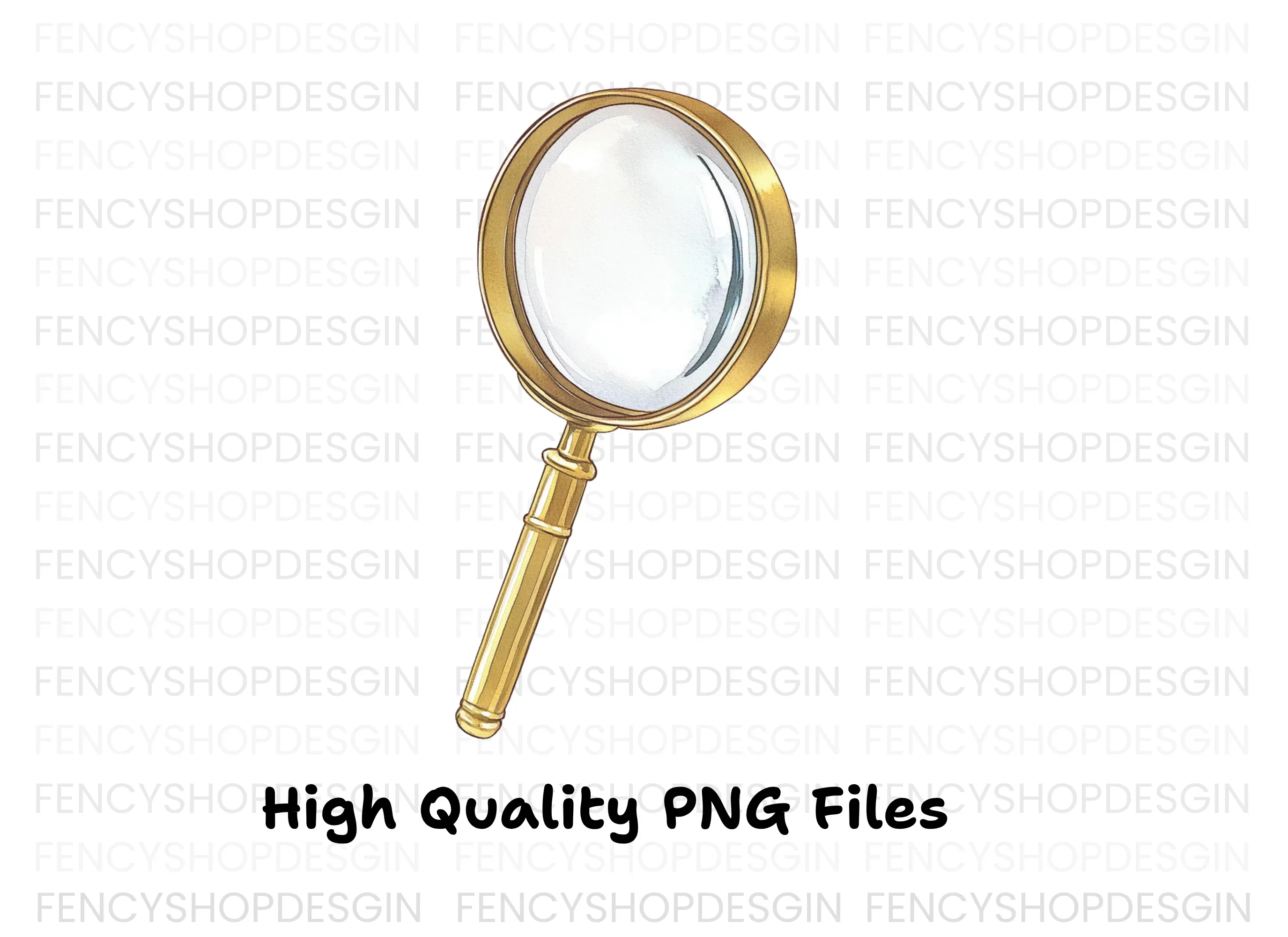 Golden Magnifying Glass Clipart Bundle - Image 2