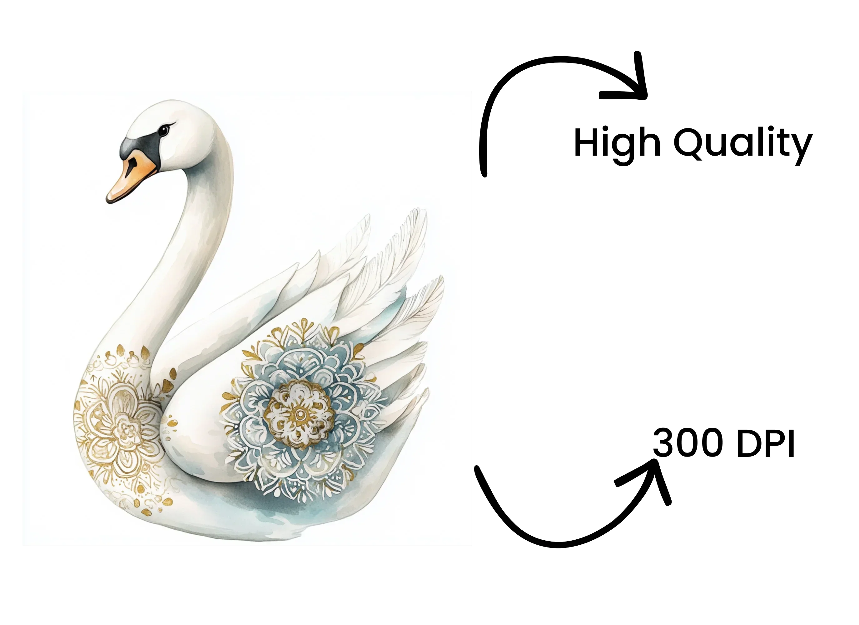 Golden Mandala Swan Clipart Bundle - Image 4