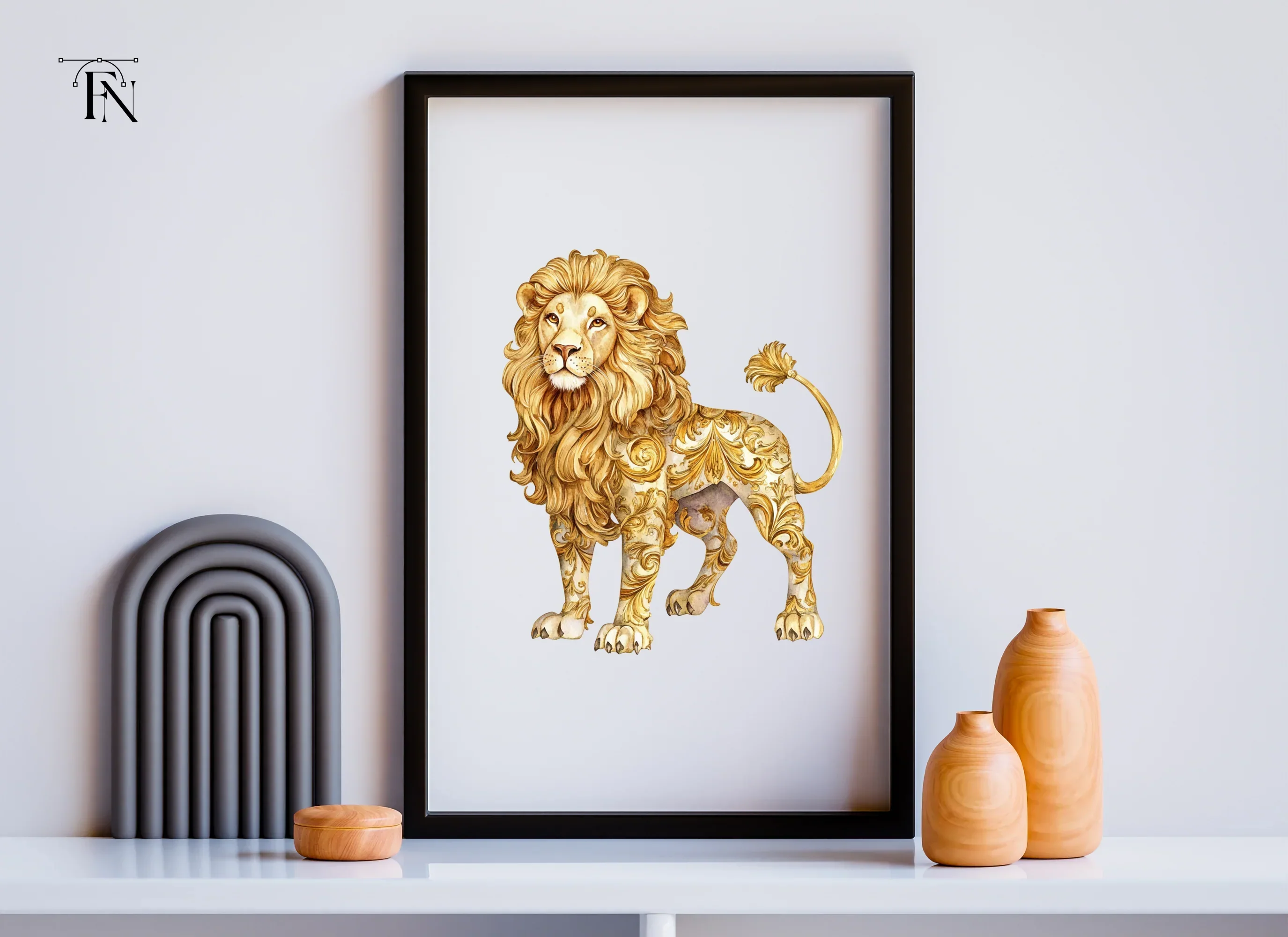Golden Ornate Lion Clipart Bundle - Image 3
