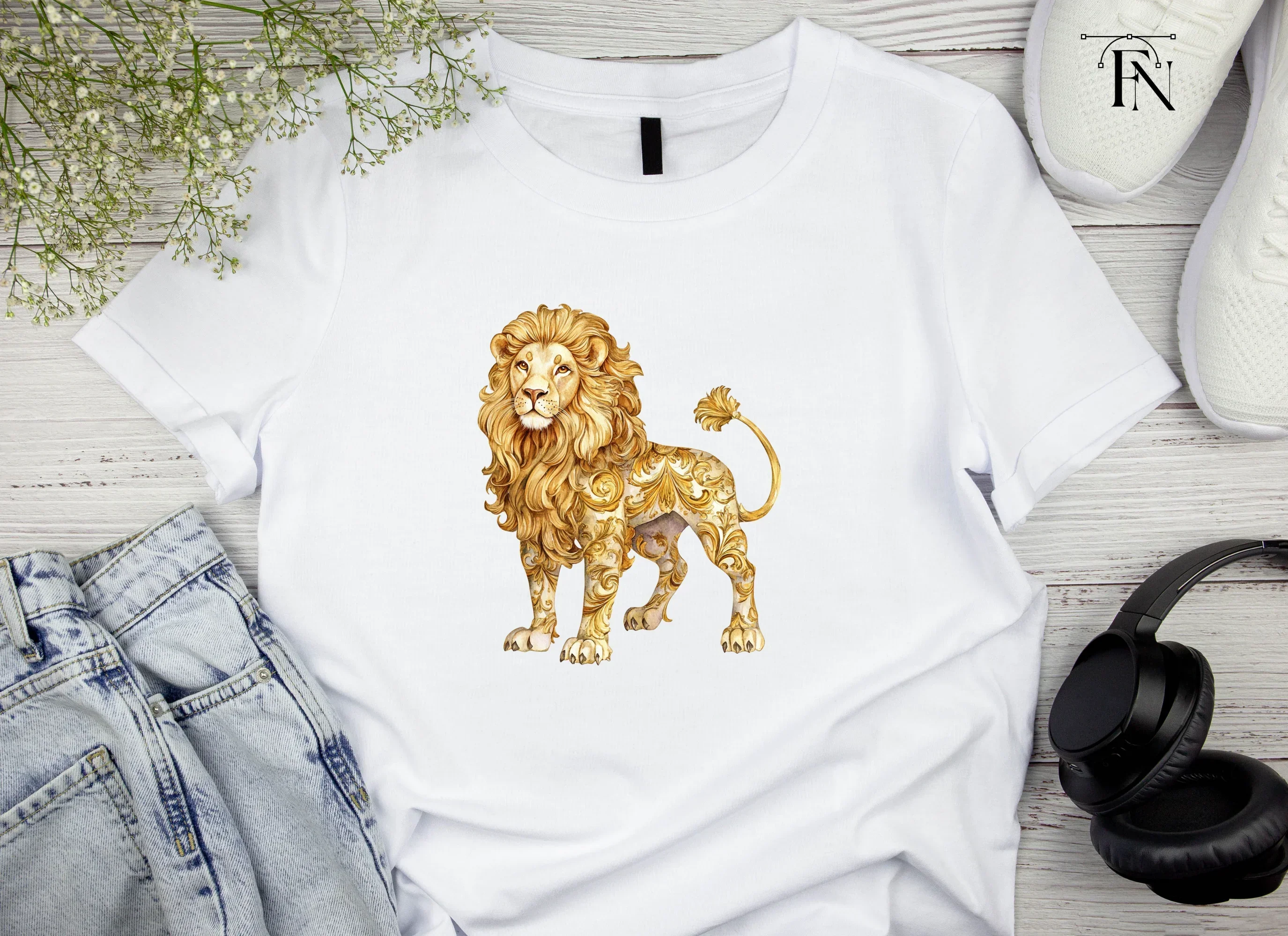 Golden Ornate Lion Clipart Bundle - Image 4