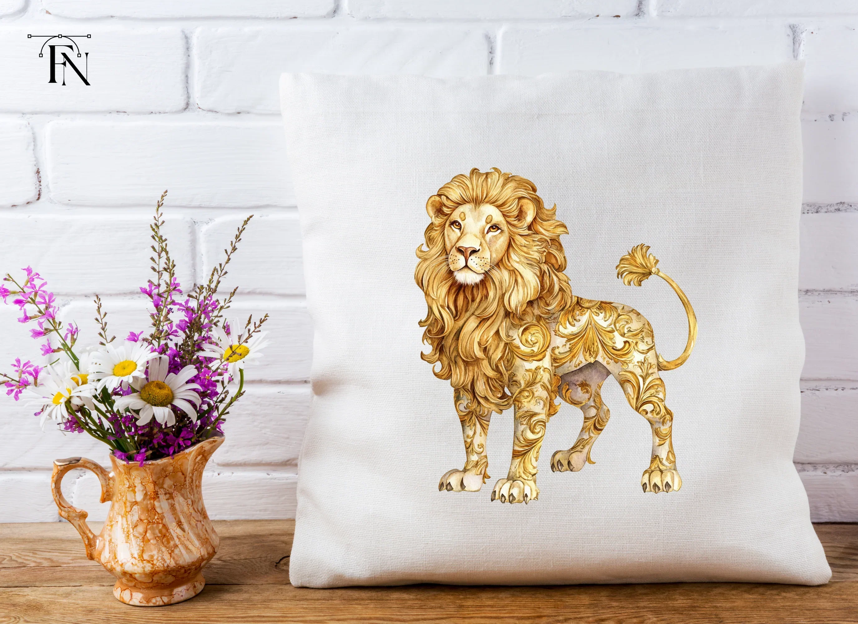 Golden Ornate Lion Clipart Bundle - Image 6