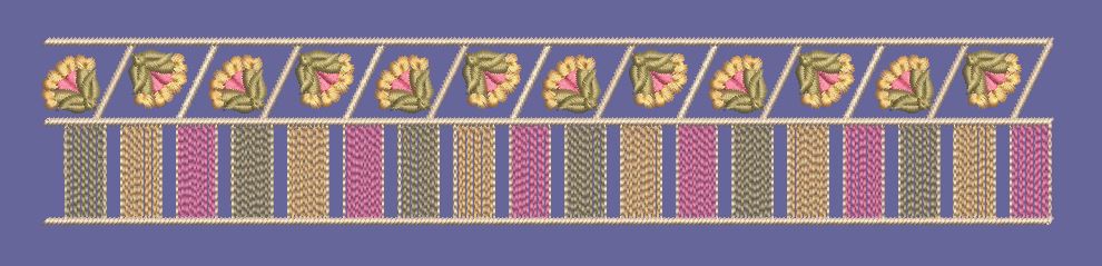 Golden Petals Striped Border Embroidery Design