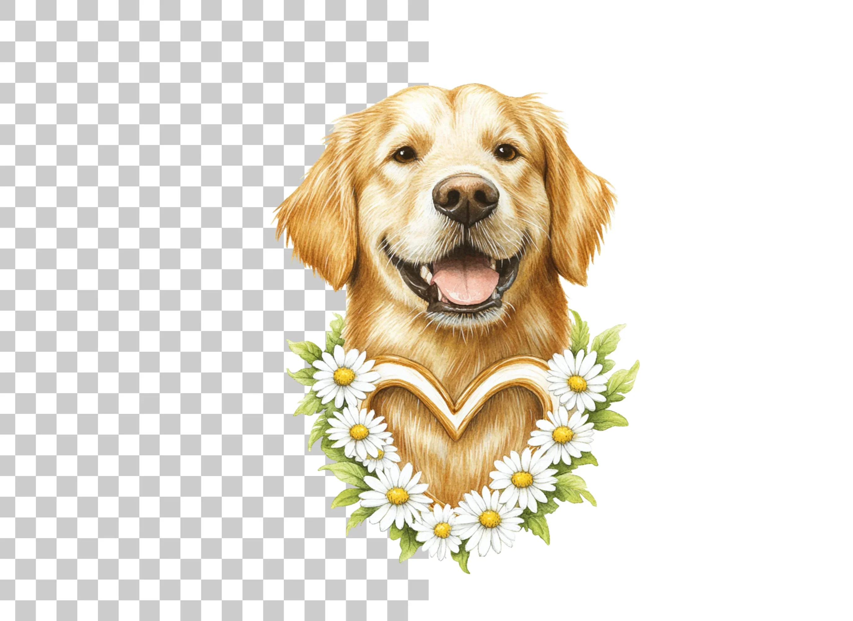 Golden Retriever Daisy Wreath Clipart Bundle - Image 2