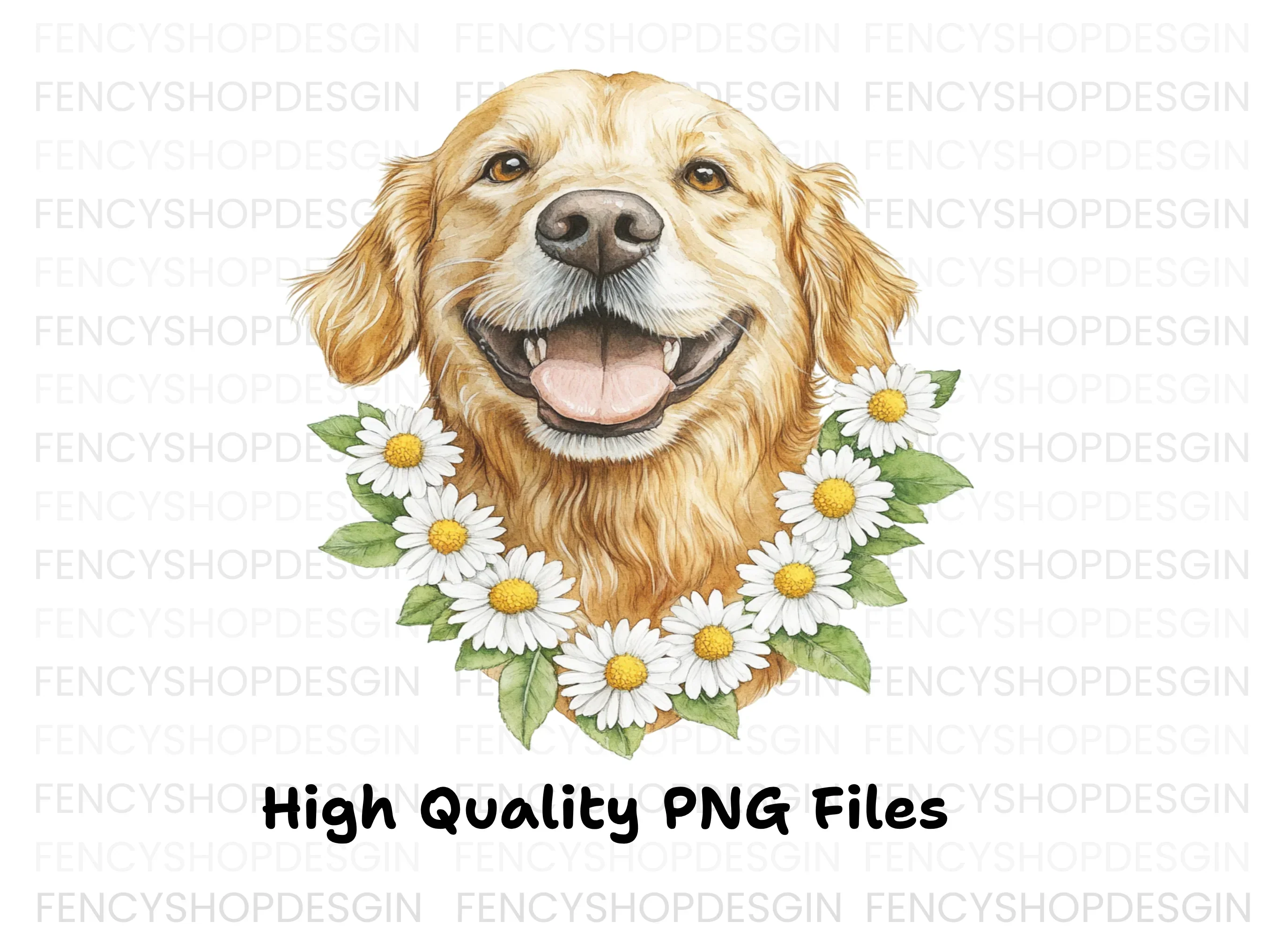 Golden Retriever Daisy Wreath Clipart Bundle - Image 3