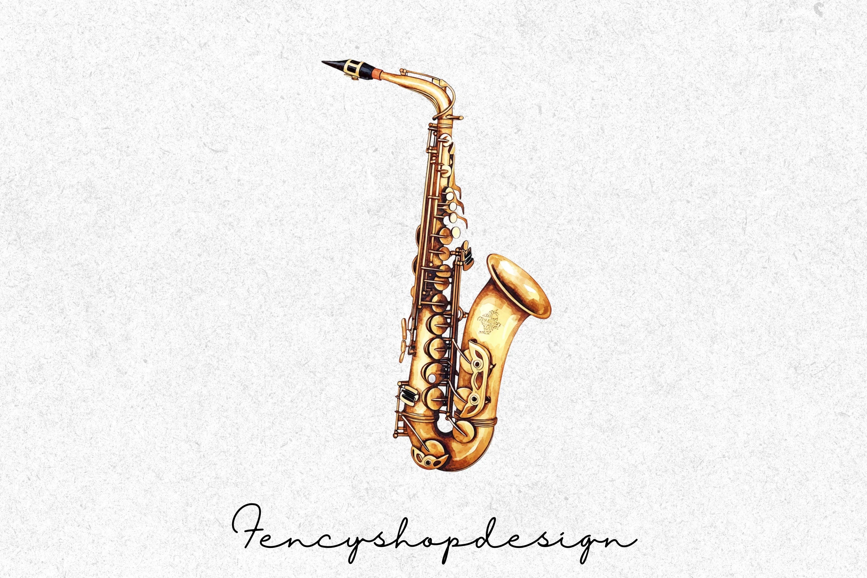 Golden Saxophone Musical Instrument Clipart Bundle - Image 4