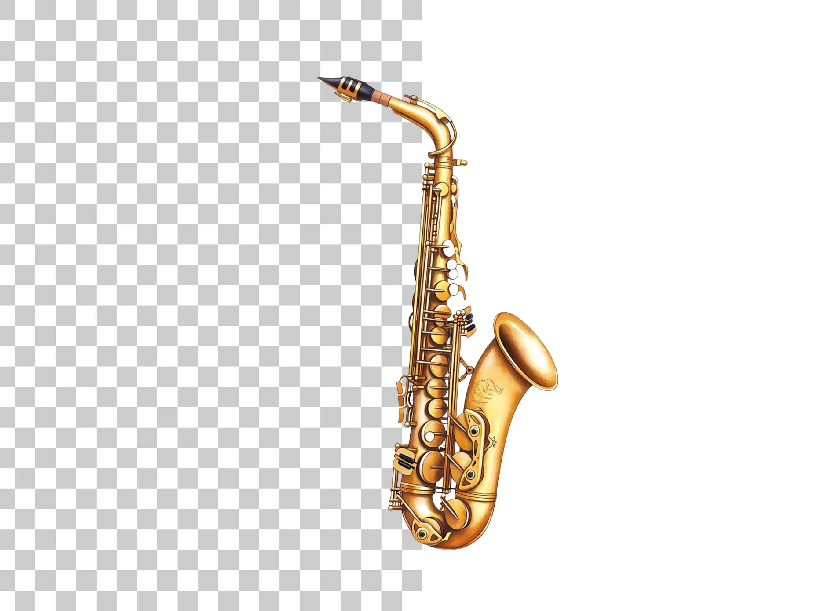 Golden Saxophone Musical Instrument Clipart Bundle - Image 2