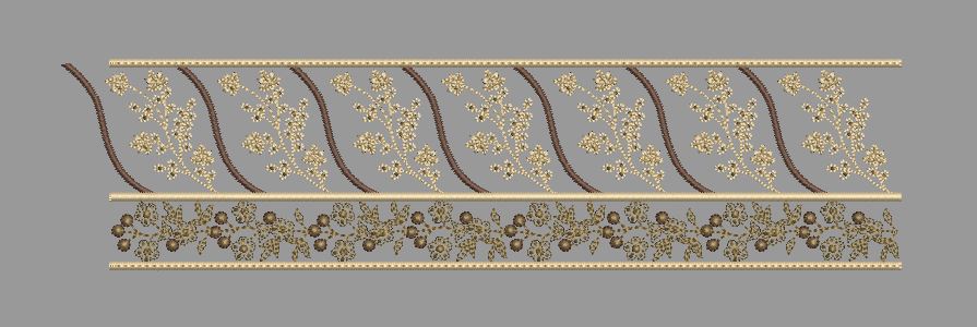 Golden Spray Border Embroidery Design