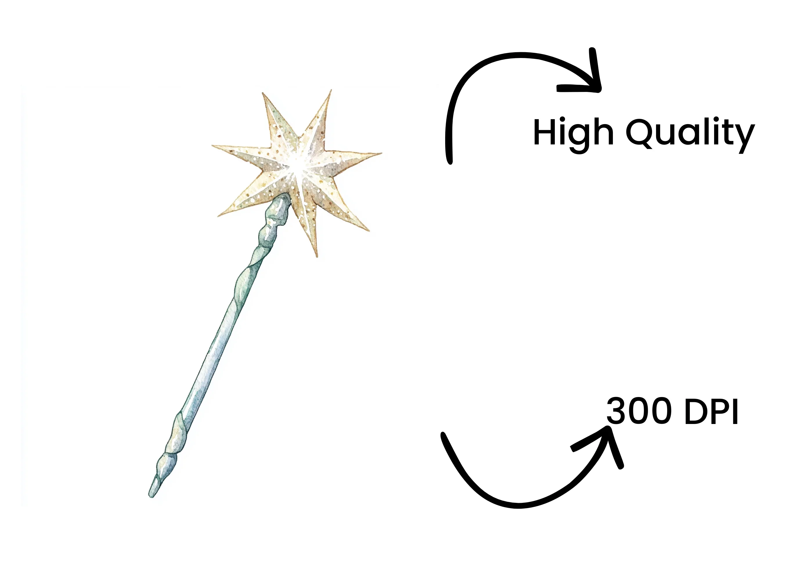 Golden Star Magic Wand Clipart Bundle - Image 4