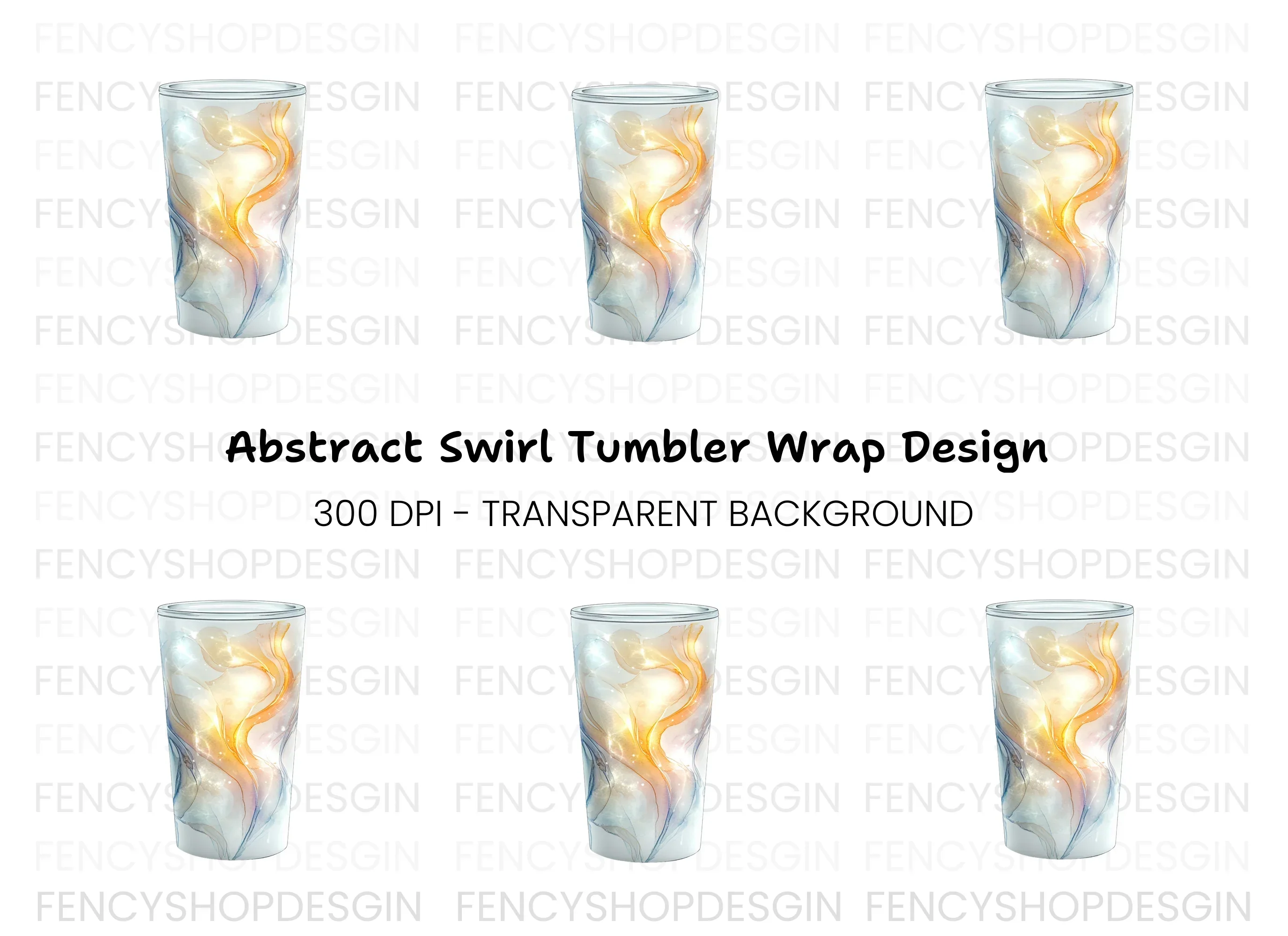 Golden Swirl Tumbler with Sparkles Clipart Bundle